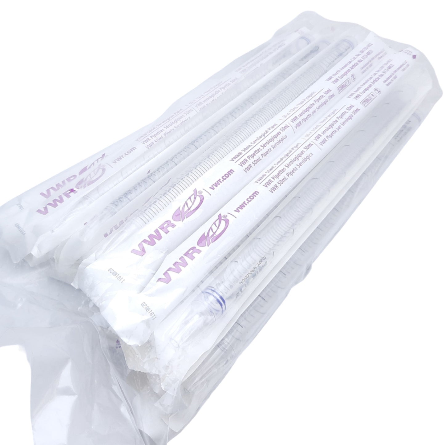 New Lot of 25 VWR 89130-902 612-4953 Serological Pipet 50mL in 1/2, TD 20°C