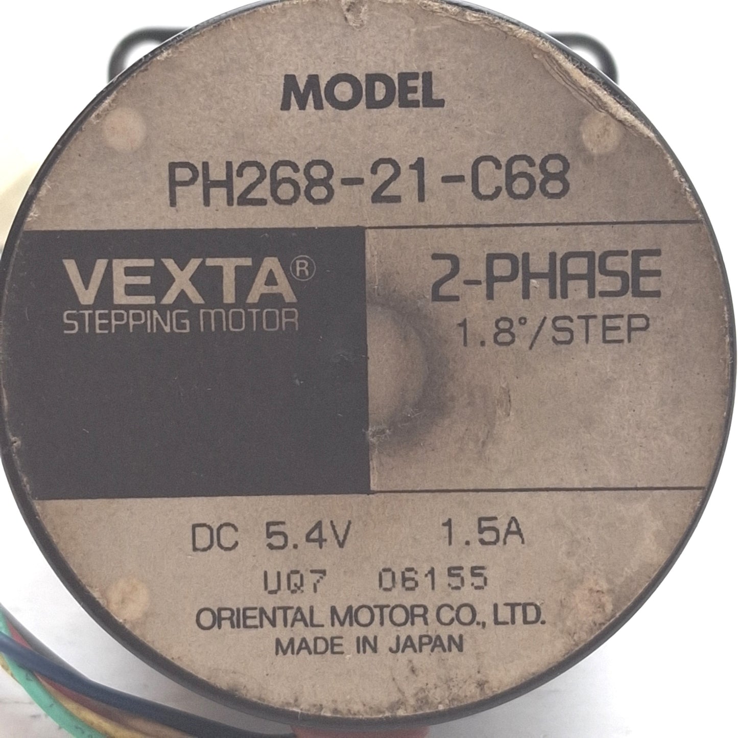 Used Oriental Motor PH268-21-C68 VEXTA Stepping Motor, 2-Phase, 1.8°, 5.4VDC 1.5A