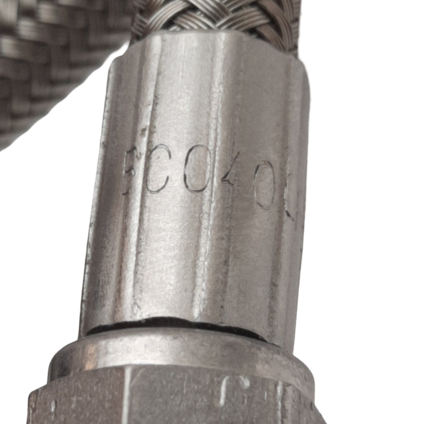 Used Stainless Steel Braided Hose 10mm OD, JIC-4 Flare Fittings 7/16in Thread, 7ft