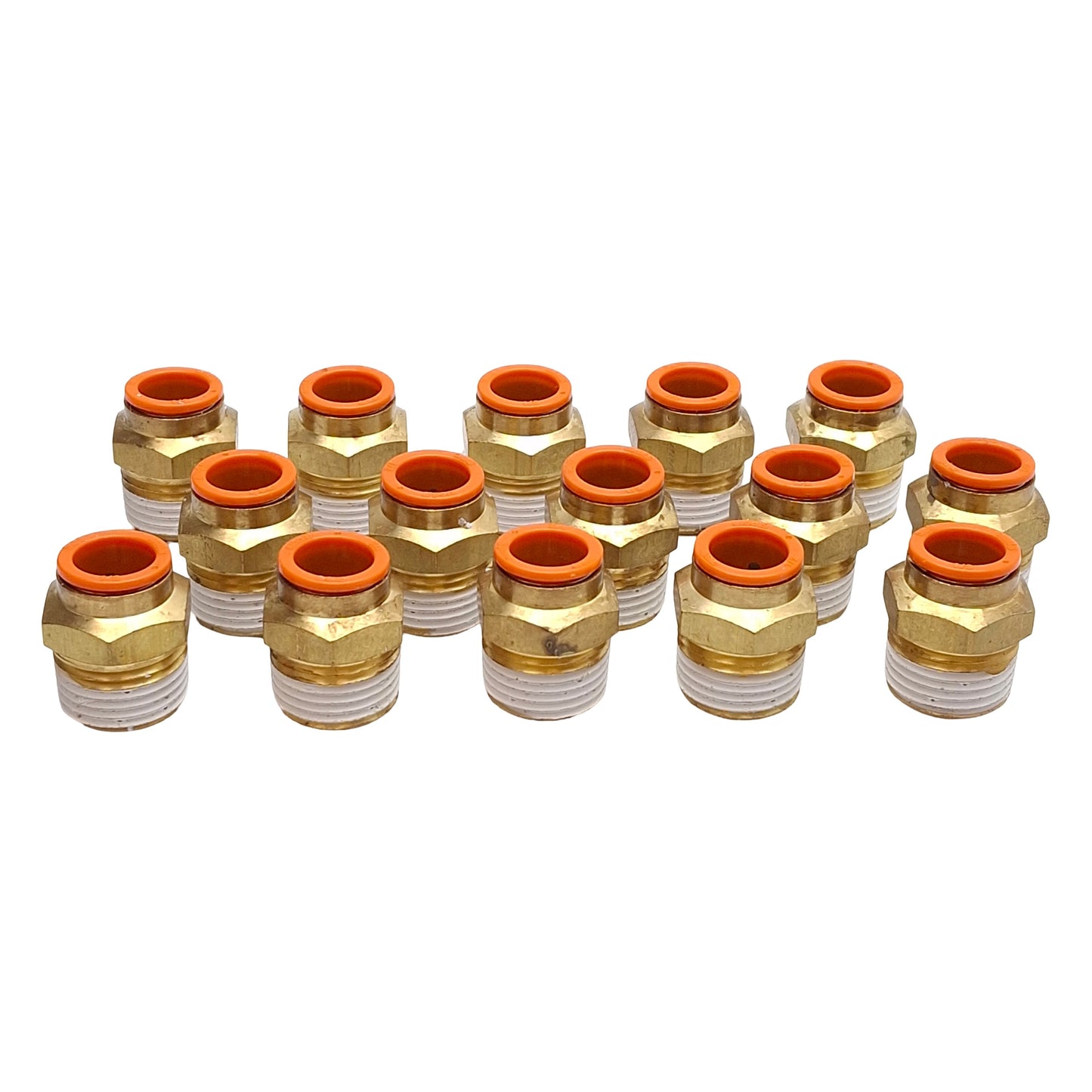 Used Lot of 15 SMC KQ2H13-37AS Pneumatic Brass Fitting ø1/2" One-Touch, 1/2" NPT Male