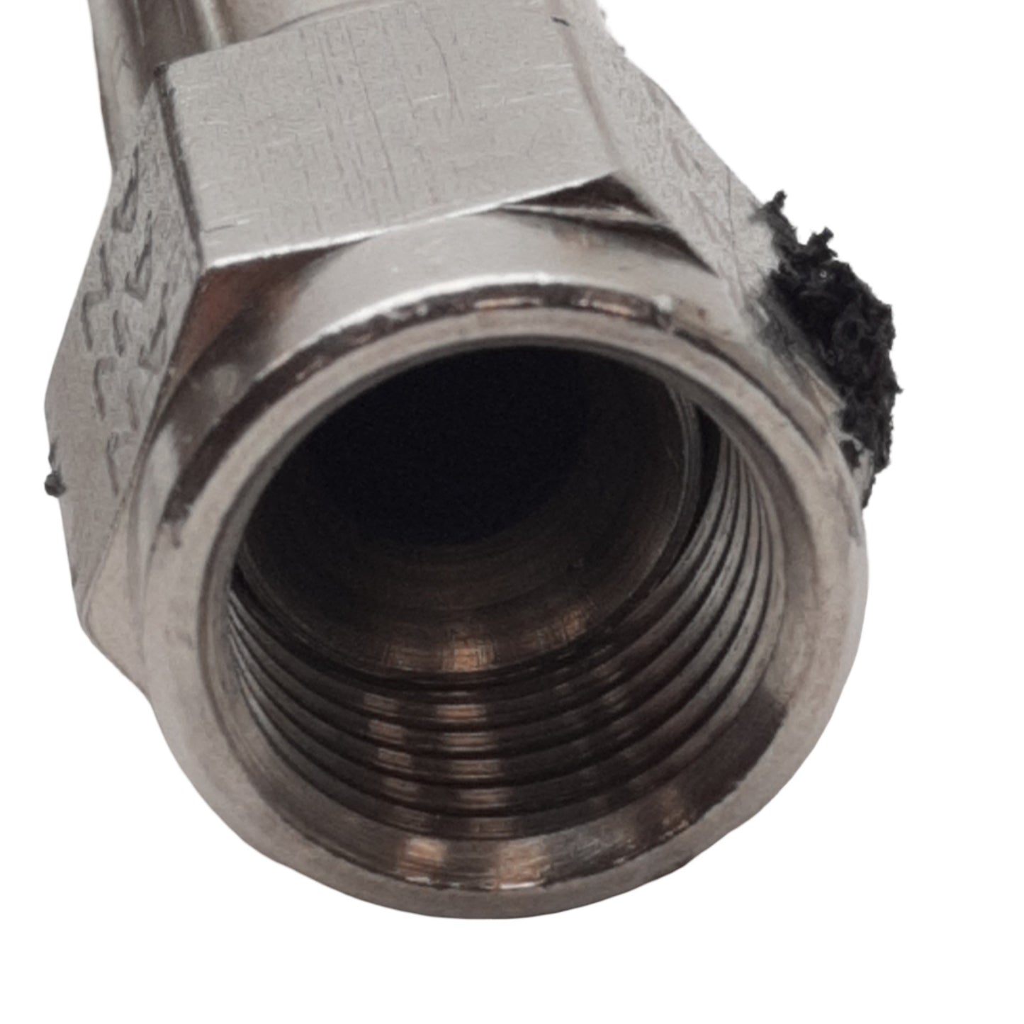 Used Stainless Steel Braided Hose 12.8mm OD, JIC-6 Flare Fittings 9/16in, 8ft Length
