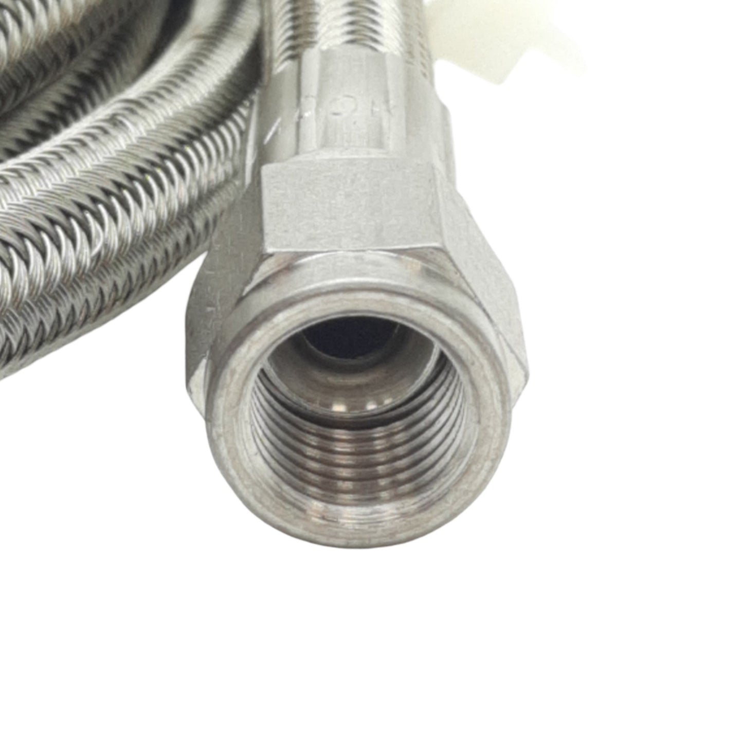 Used Stainless Steel Braided Hose 9.7mm OD, JIC-4 Flare Fittings 7/16in Thread, 11ft