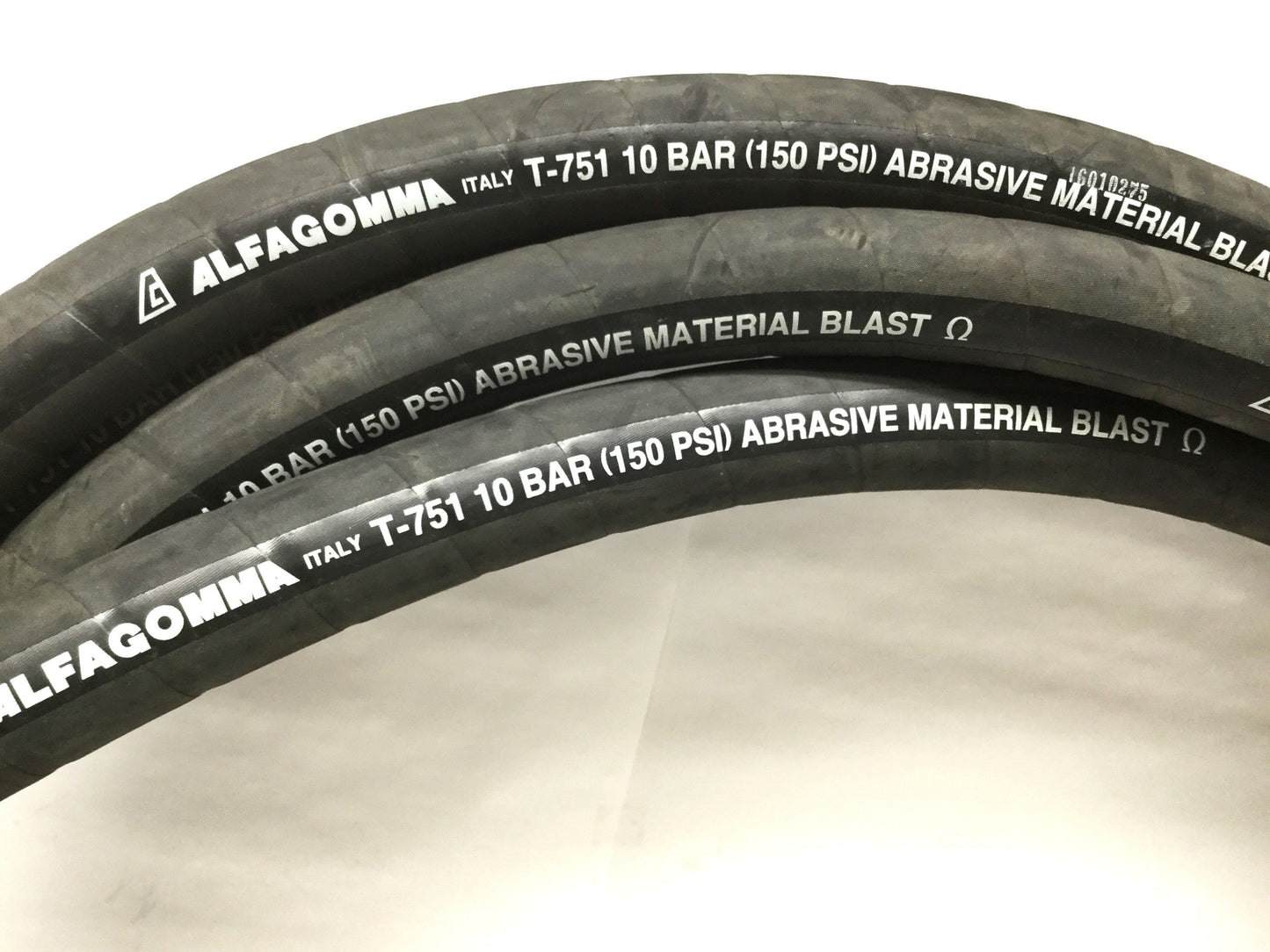 New – Open box Alfagomma T-751 Abrasive Material Blast Hose 150psi, Ø1-1/2" OD, Ø3/4" ID, 20ft