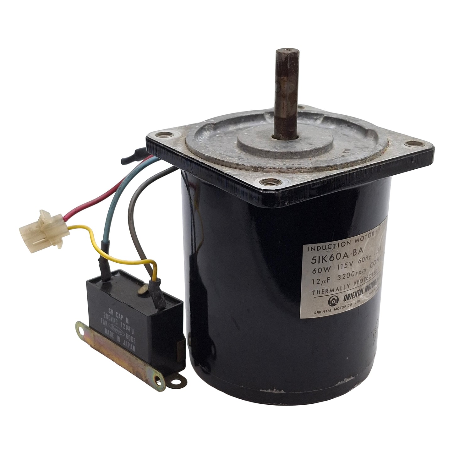 Used Oriental Motor 5IK60A-BA Induction Motor 115VAC 1.2A 60W, 12µF, 26oz-in, 3200RPM