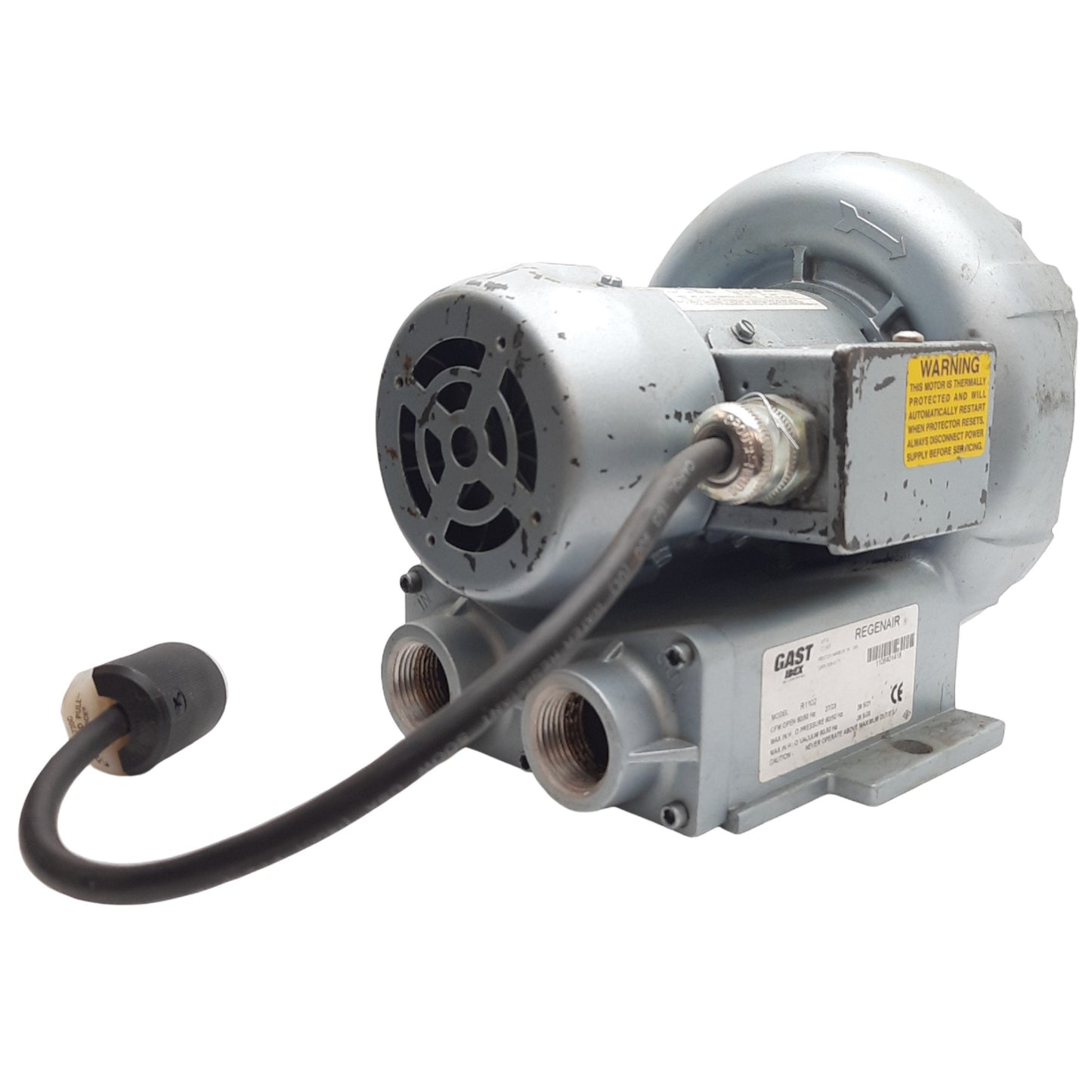 Used Gast R1102 Regenerative Blower 28.5inH2O Max. Pressure, 27CFM Max. Air Flow