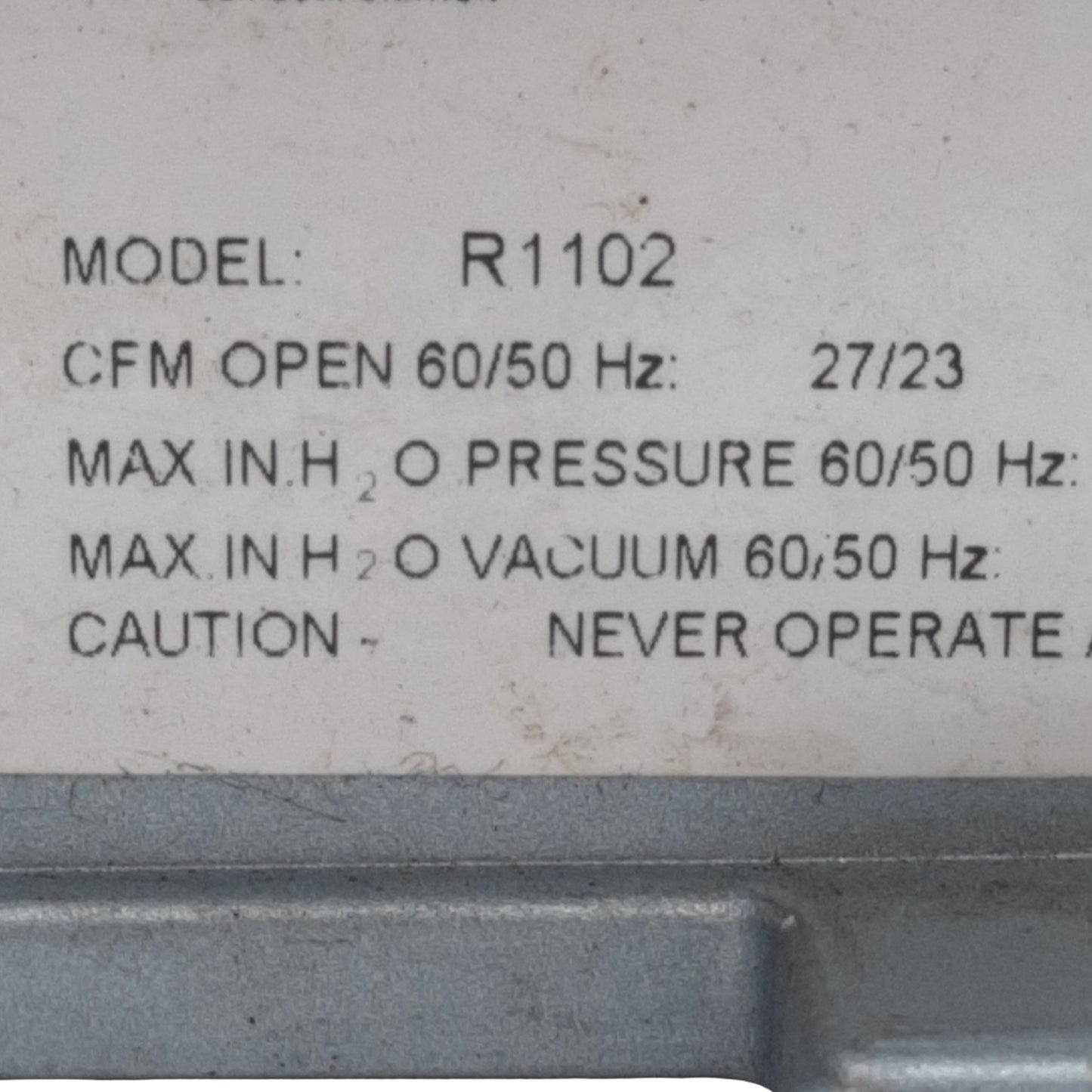 Used Gast R1102 Regenerative Blower 28.5inH2O Max. Pressure, 27CFM Max. Air Flow