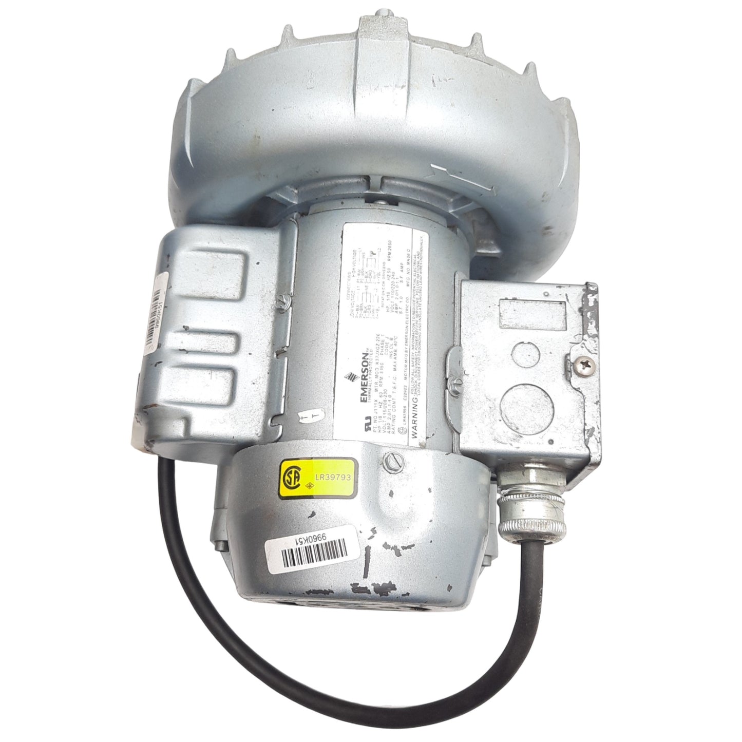 Used Gast R1102 Regenerative Blower 28.5inH2O Max. Pressure, 27CFM Max. Air Flow