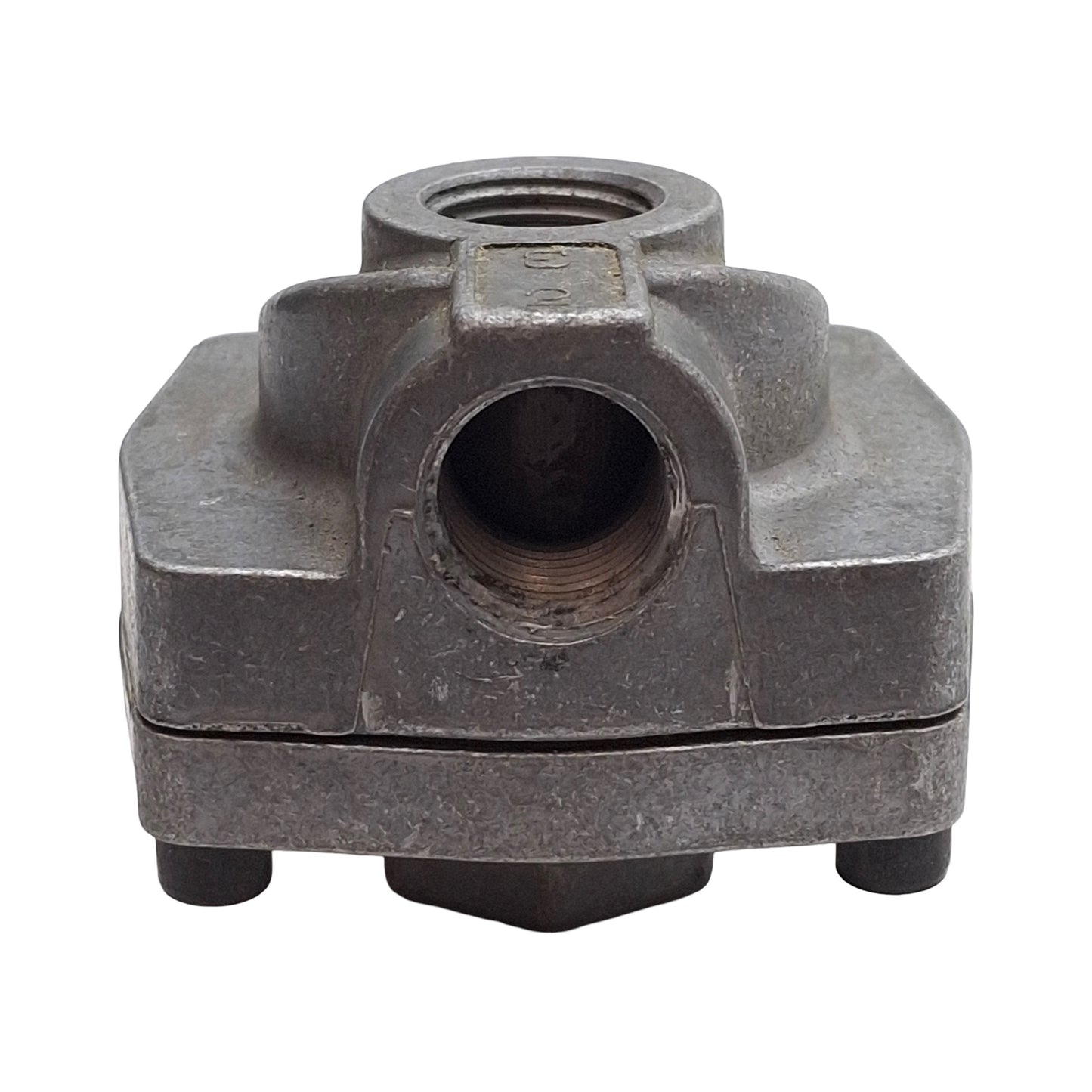 Used Schrader Bellows 3340-0099 Quick Exhaust Shuttle Valve, 150psi, 1/4in NPT