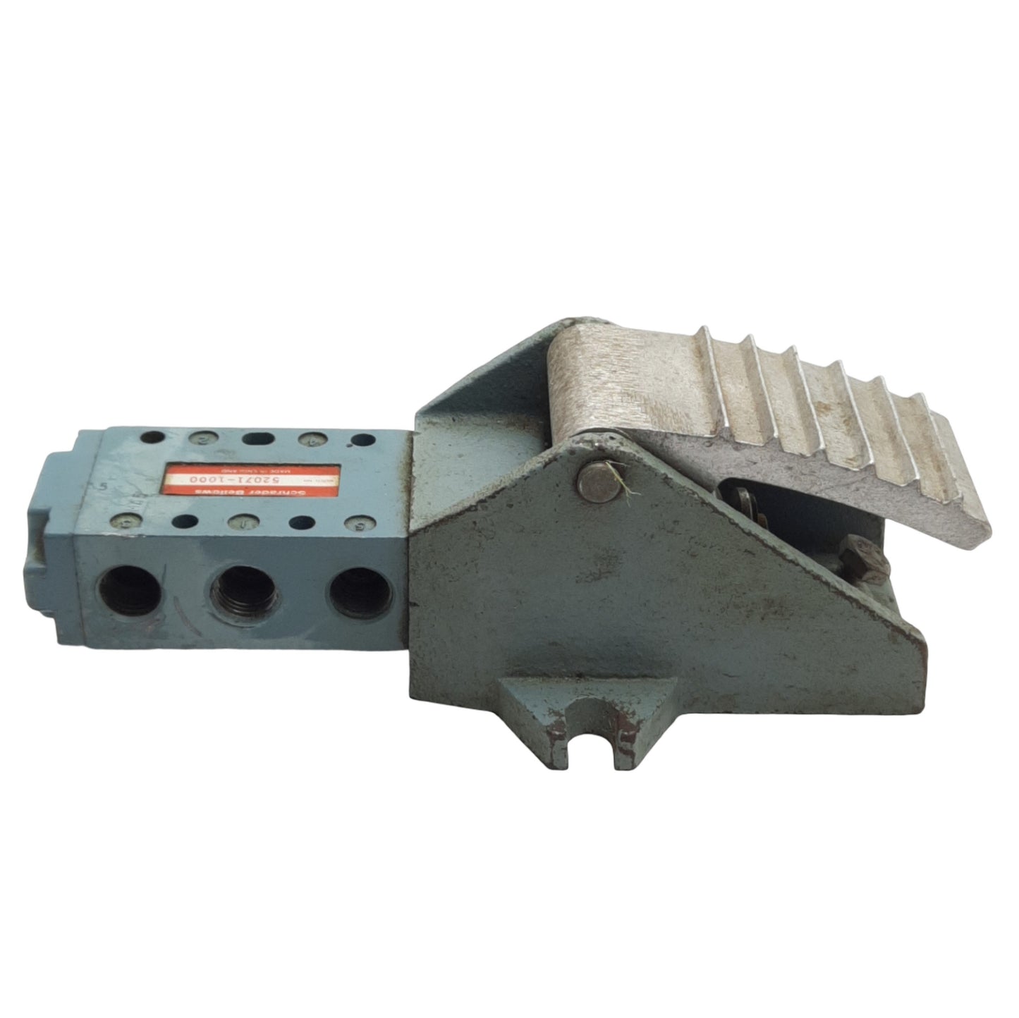 Used Schrader Bellows 52071-1000 Manual Foot Switch, 2-Pos 4-Port, 1/4in NPT, 150psi
