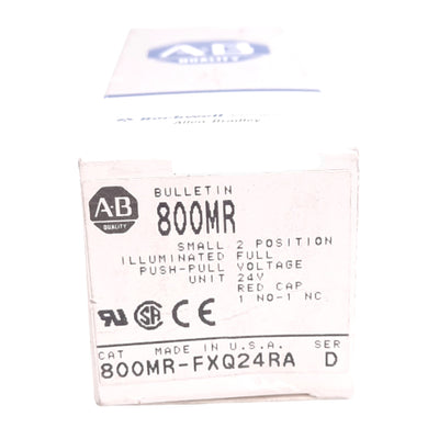 New Allen Bradley 800MR-FXQ24RA Illuminated Push/Pull E-Stop Button, ø22mm, 1NO 1NC