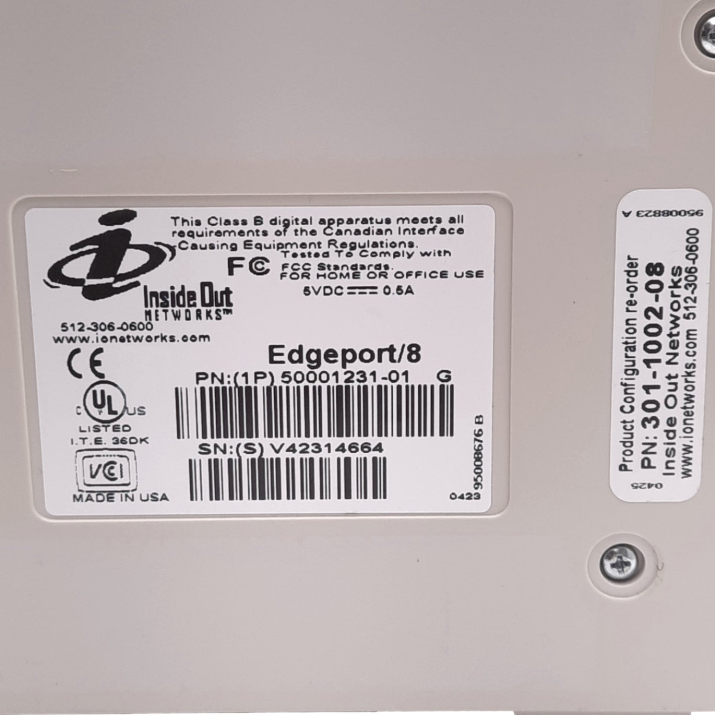 Used InsideOut Networks 50001231-01 Edgeport USB Converter, 8-Port, USB/DB9M, 5VDC
