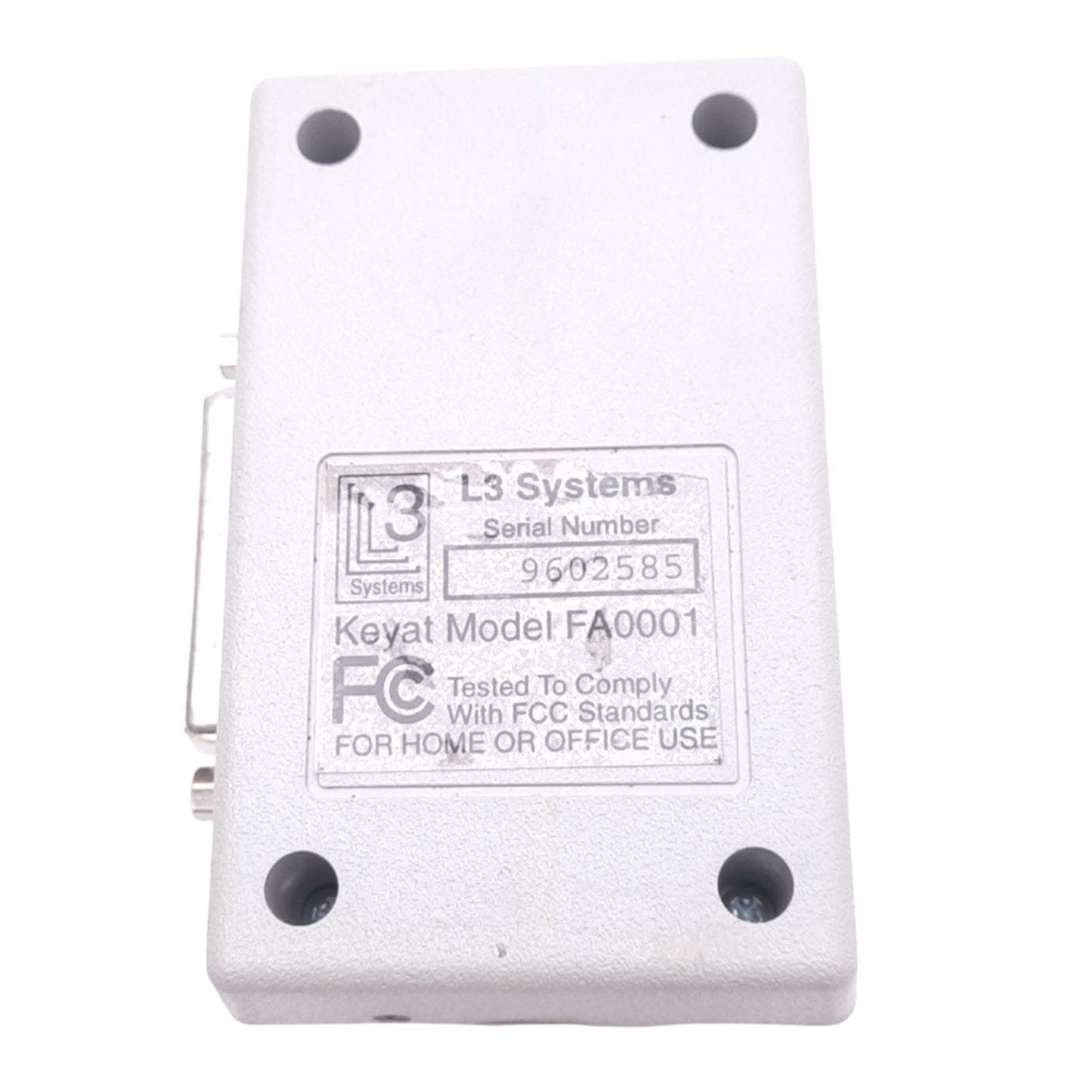 Used L3 Systems FA0001 KeyAT PS2 Port Adapter, D-Sub 25-Pin Female to PS2 2-Port