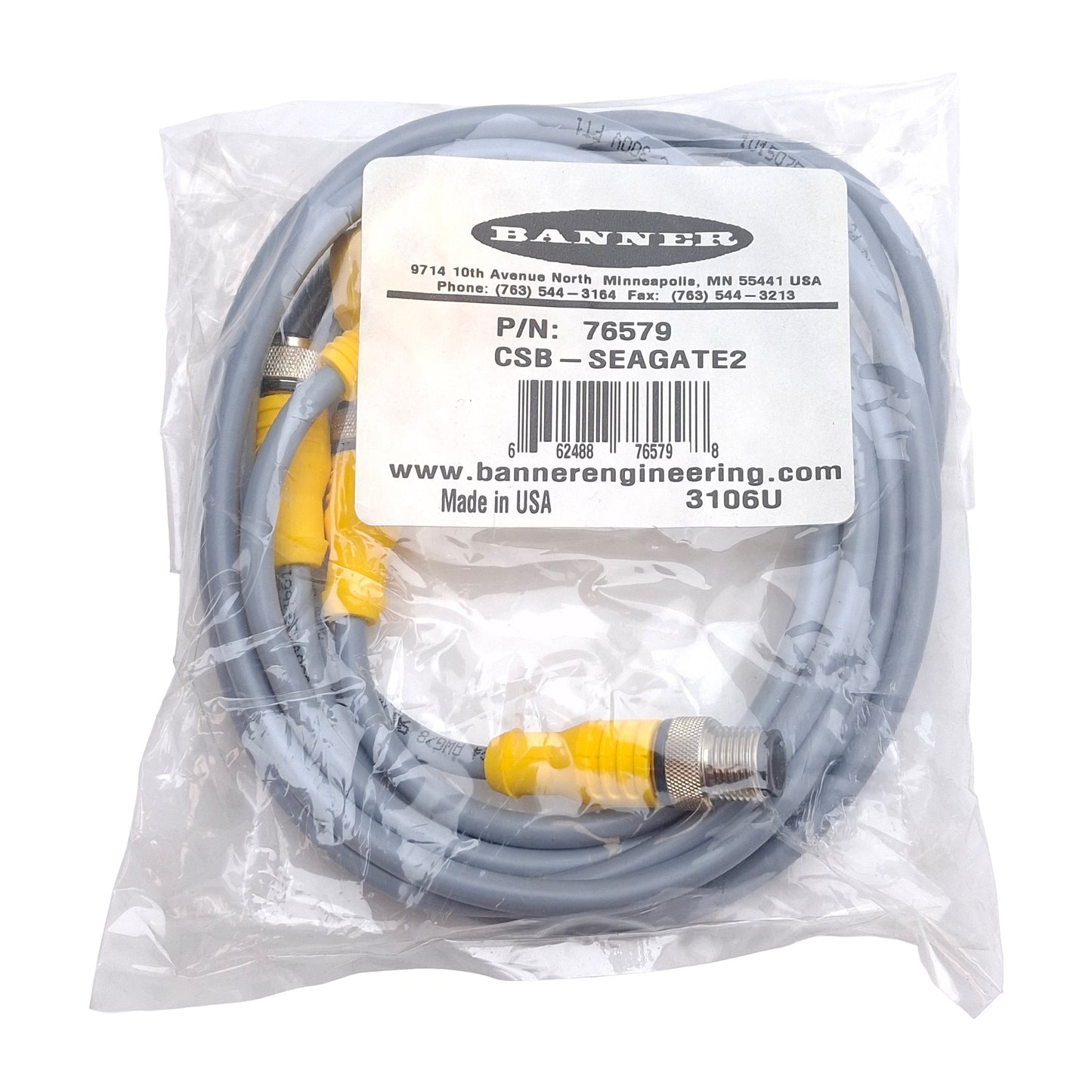 New Banner CSB-SEAGATE2-76579 Branch Cordset, M12 8-Pin Male to Dual Female, 9ft