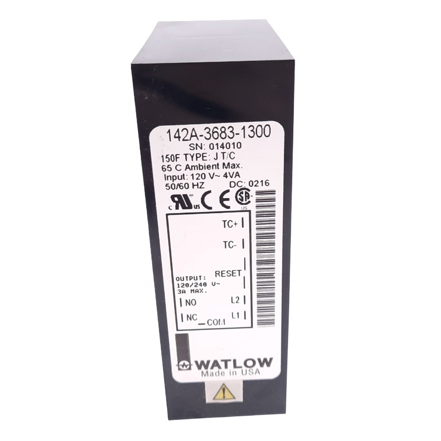 Used Watlow 142A-3683-1300 Temperature Controller, 150°F, Type J Thermocouple, 120VAC