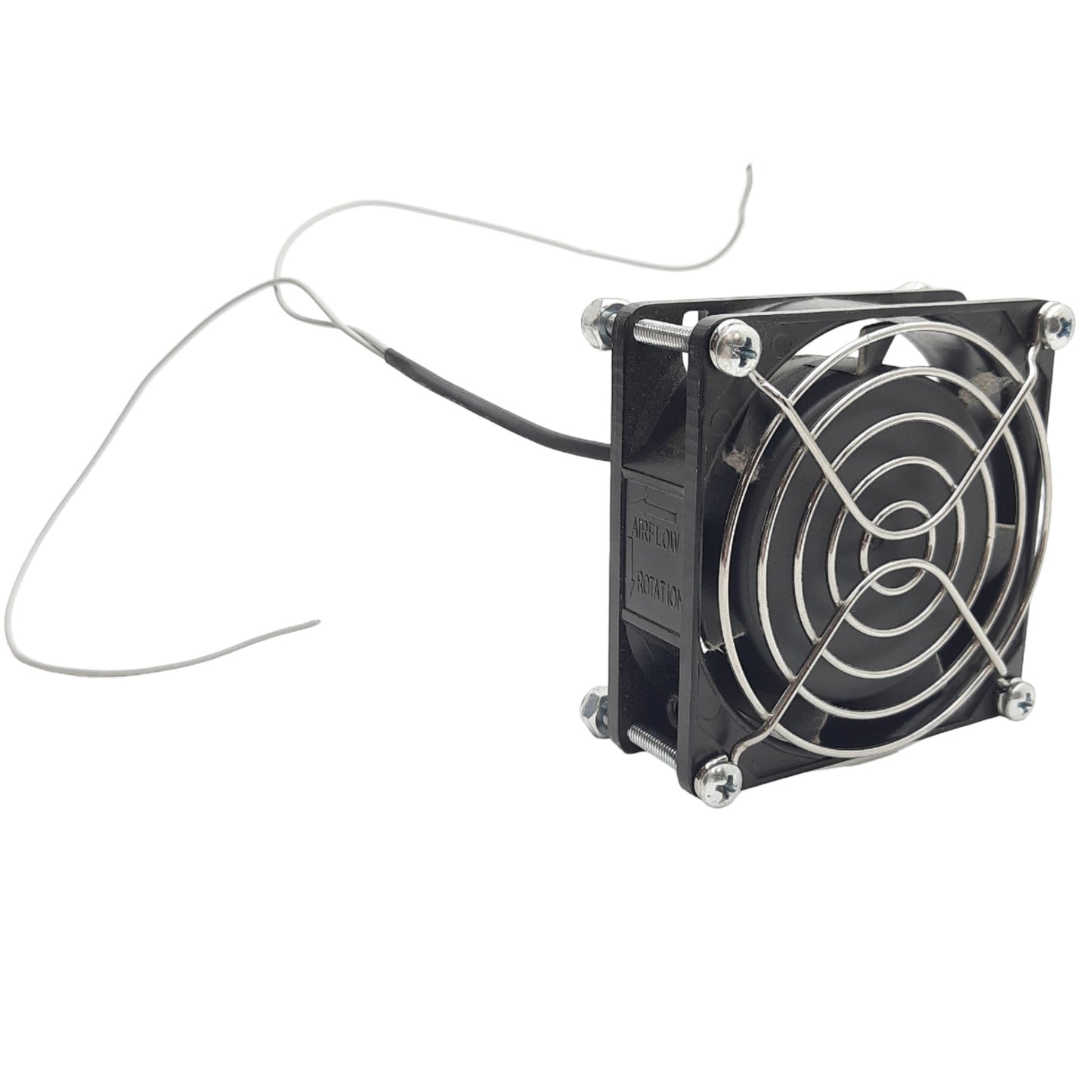 Used Multicomp MC19701 Axial Fan 85-125VAC Operating, 18/22CFM, 80mm x 80mm x 25.5mm