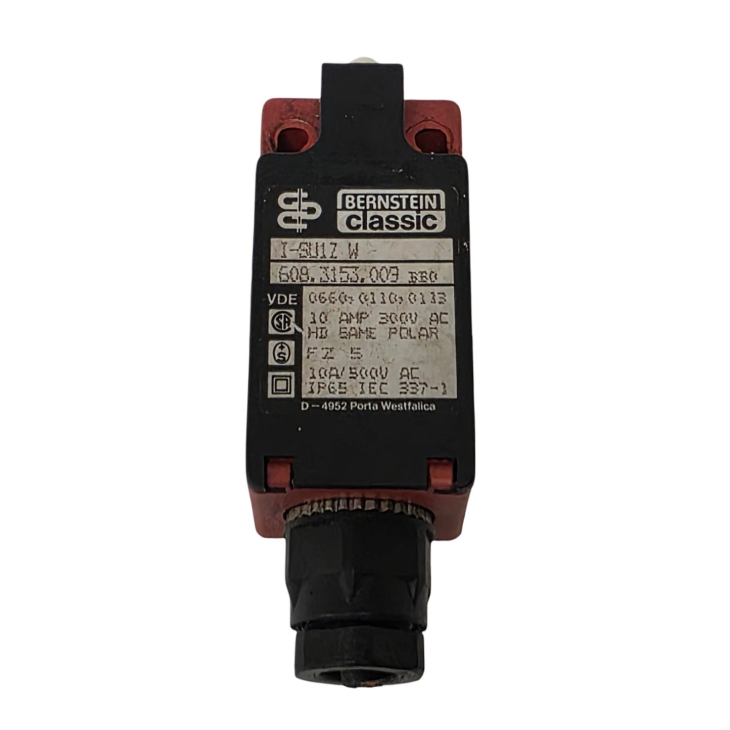 Used Bernstein I-SU1Z W Compact Plunger Position Switch, 1NC 1 NO, 10A 300VAC