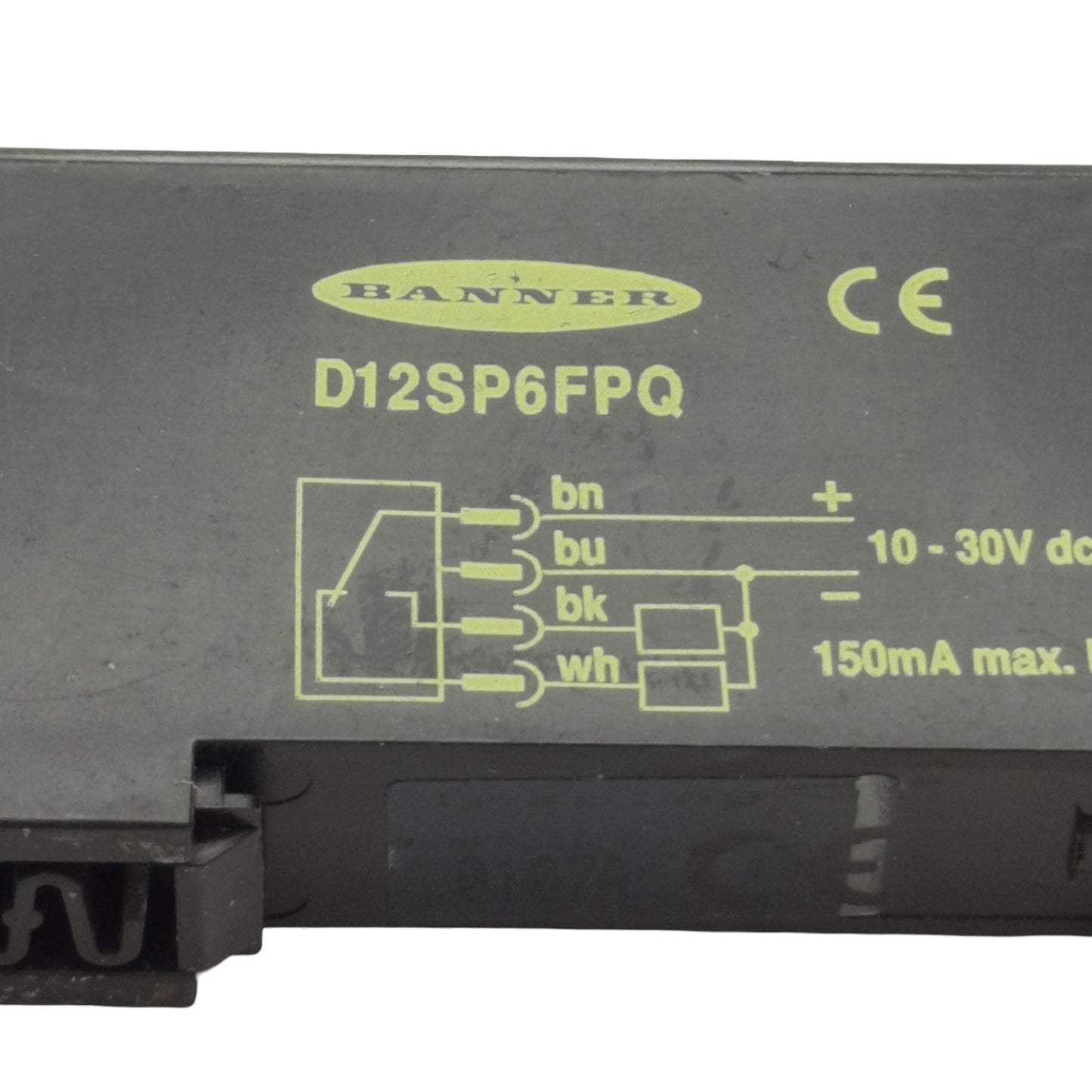 Used Banner D12SP6FPQ Fiber Optic Sensor Amplifier, 10-30VDC, PNP, 4-Pin QD