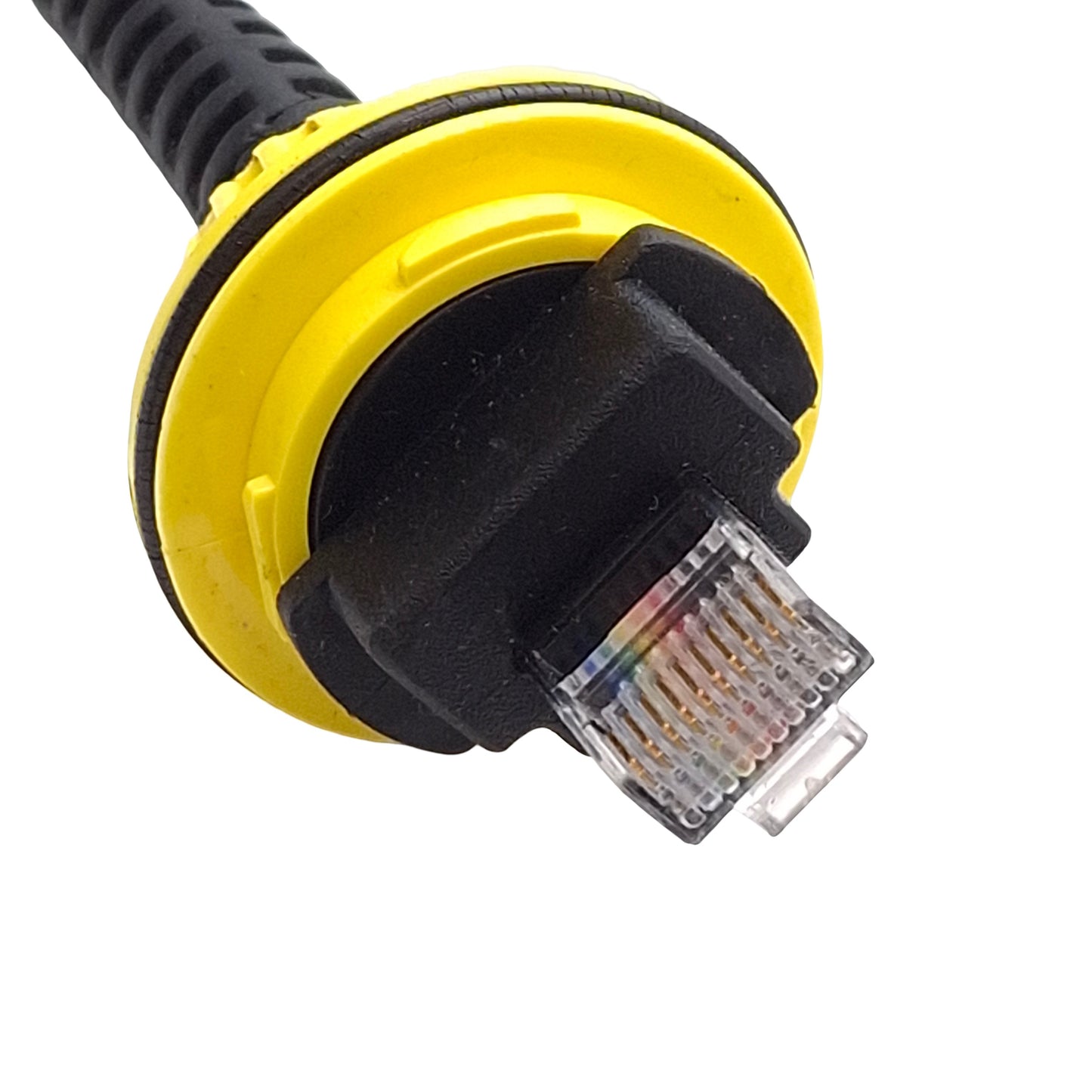 Used Cognex 300-9126-3R Barcode Scanner Coil Cable, RJ45 10-Pin to DB9, 3m Uncoiled