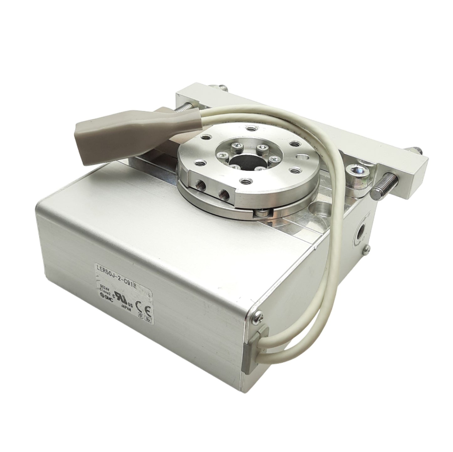 Used SMC LER50J-2-C918 Electric Rotary Table, Rotation: 320 Degrees, Power: 24VDC