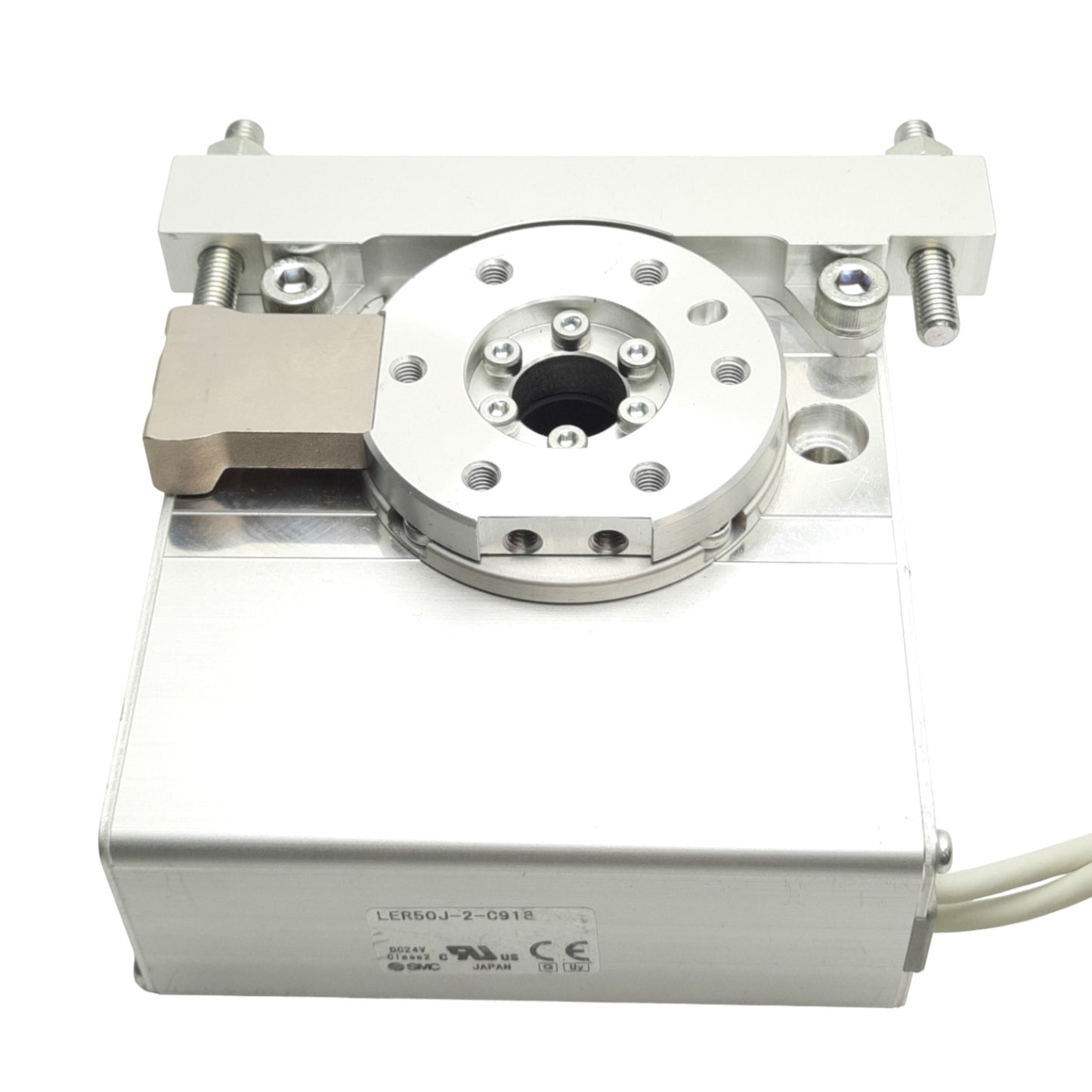 Used SMC LER50J-2-C918 Electric Rotary Table, Rotation: 320 Degrees, Power: 24VDC
