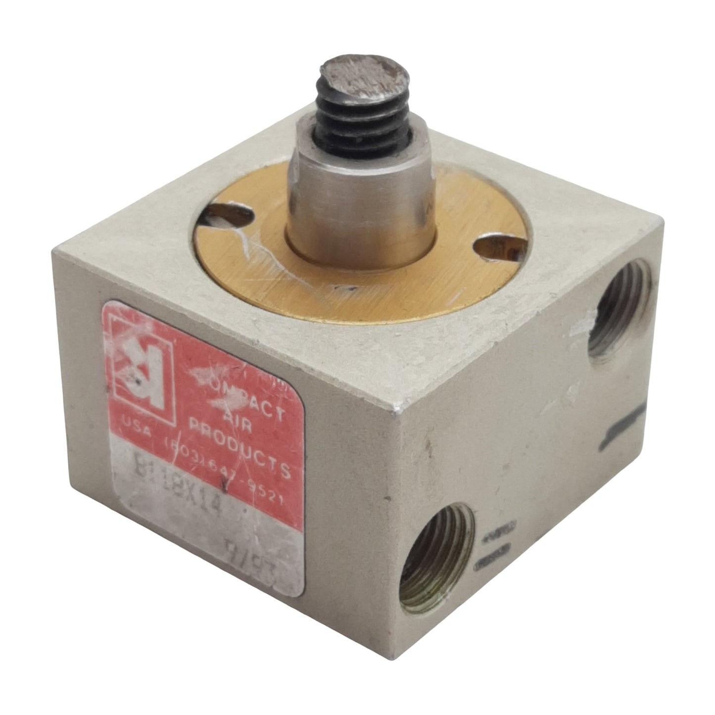 Used Compact B118X14 Pneumatic Cylinder, ø1-1/8in Bore, 1/4in Stroke, 1/8in NPT