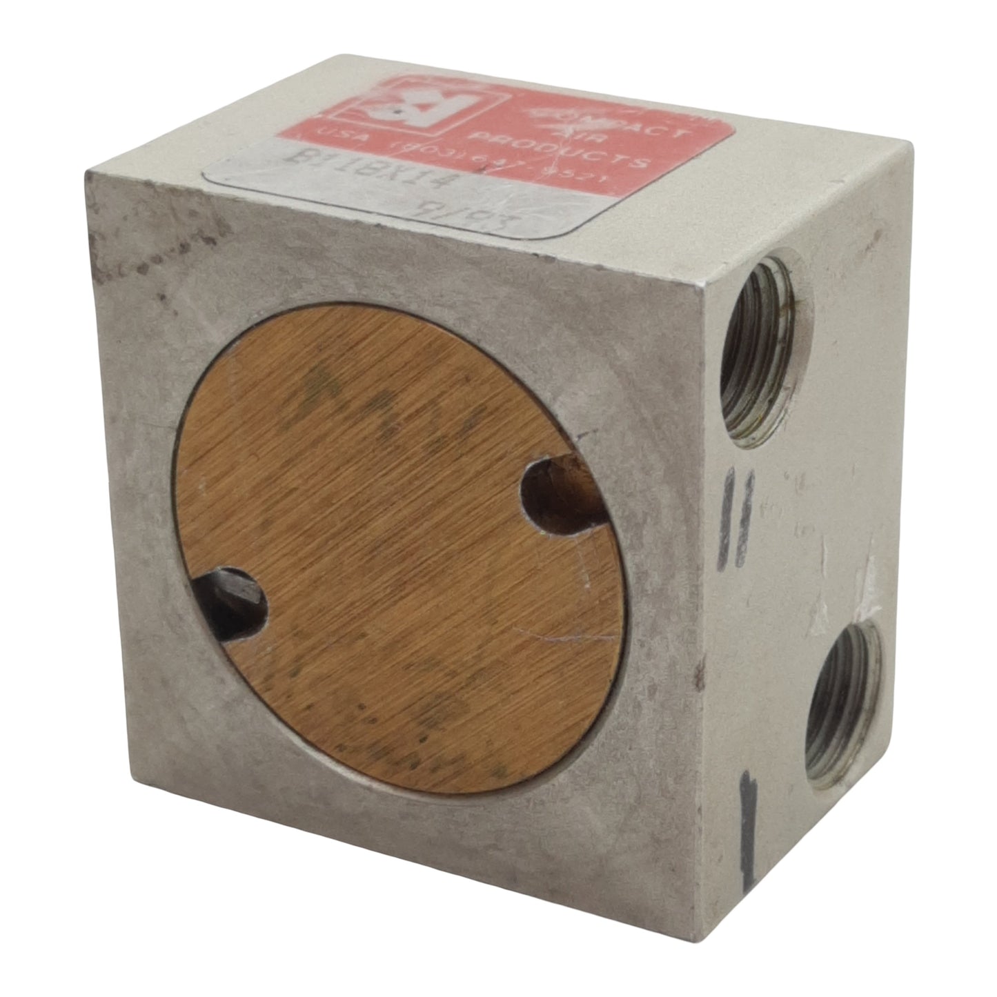 Used Compact B118X14 Pneumatic Cylinder, ø1-1/8in Bore, 1/4in Stroke, 1/8in NPT