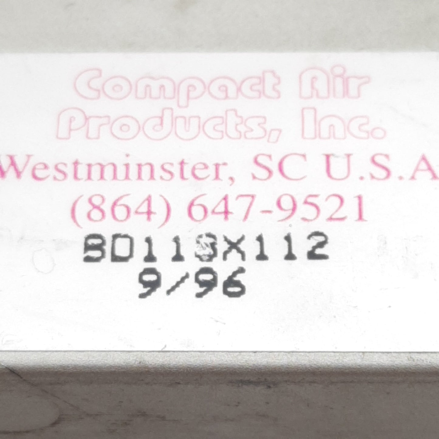 Used Compact B119X112 Pneumatic Cylinder, ø1-1/4in Bore, 1-1/2in Stroke, 1/8in NPT