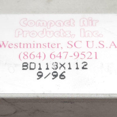 Used Compact B119X112 Pneumatic Cylinder, ø1-1/4in Bore, 1-1/2in Stroke, 1/8in NPT