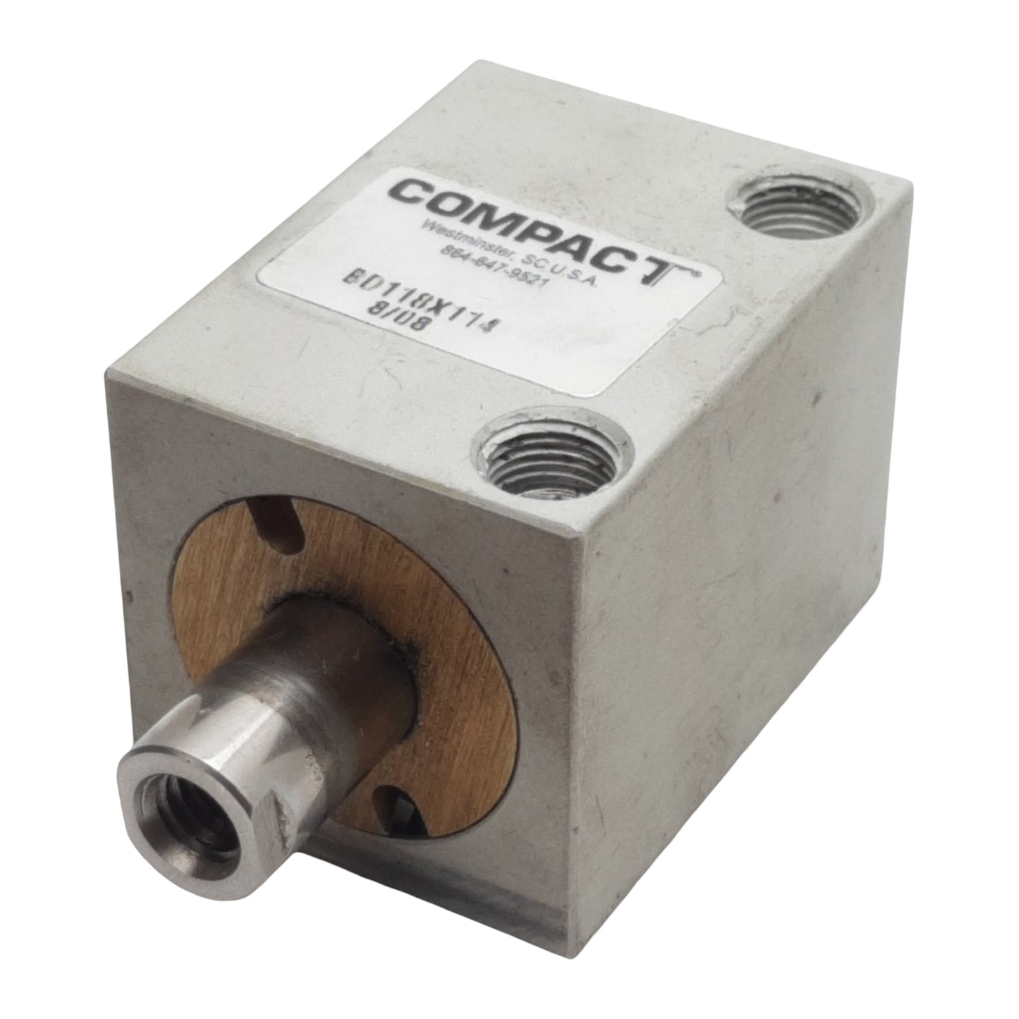 Used Compact BD118X114 Pneumatic Cylinder, ø1-1/8in Bore, 1-1/4in Stroke, 1/8in NPT