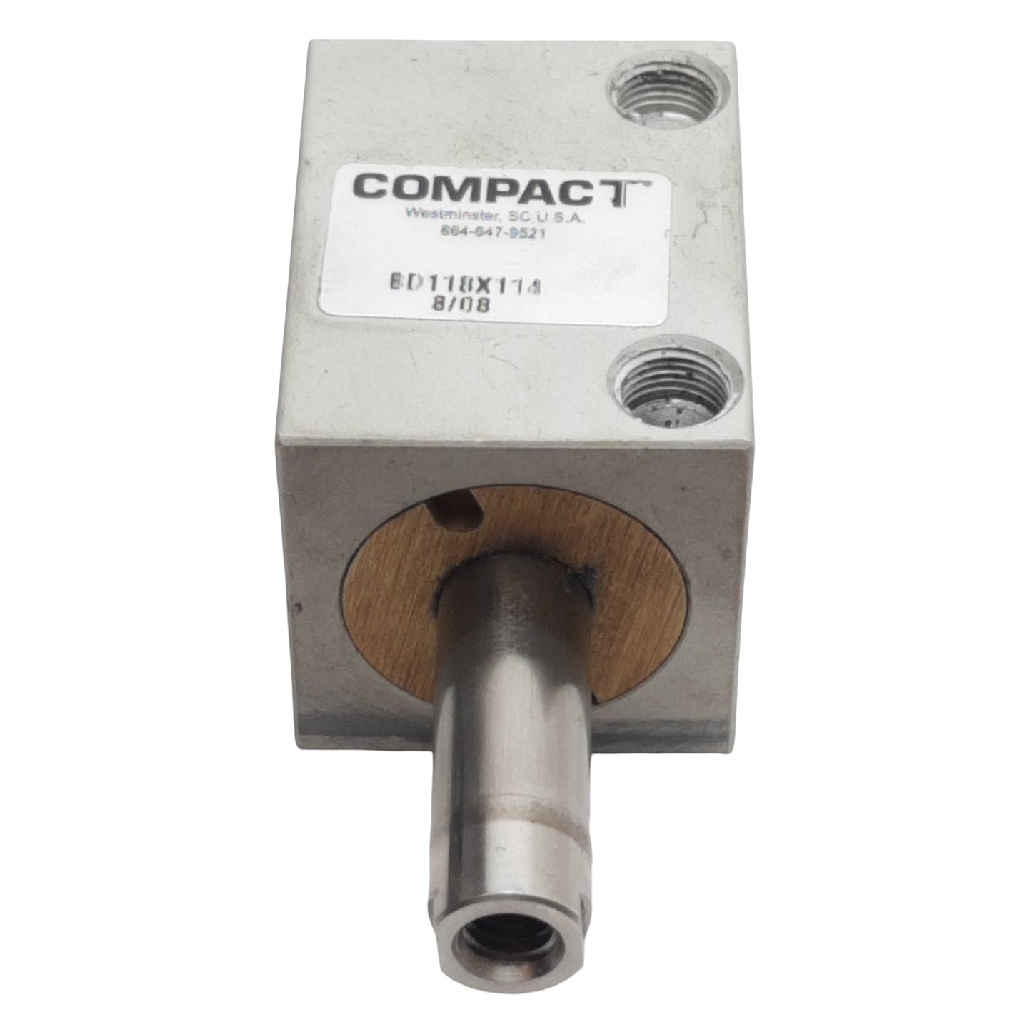 Used Compact BD118X114 Pneumatic Cylinder, ø1-1/8in Bore, 1-1/4in Stroke, 1/8in NPT