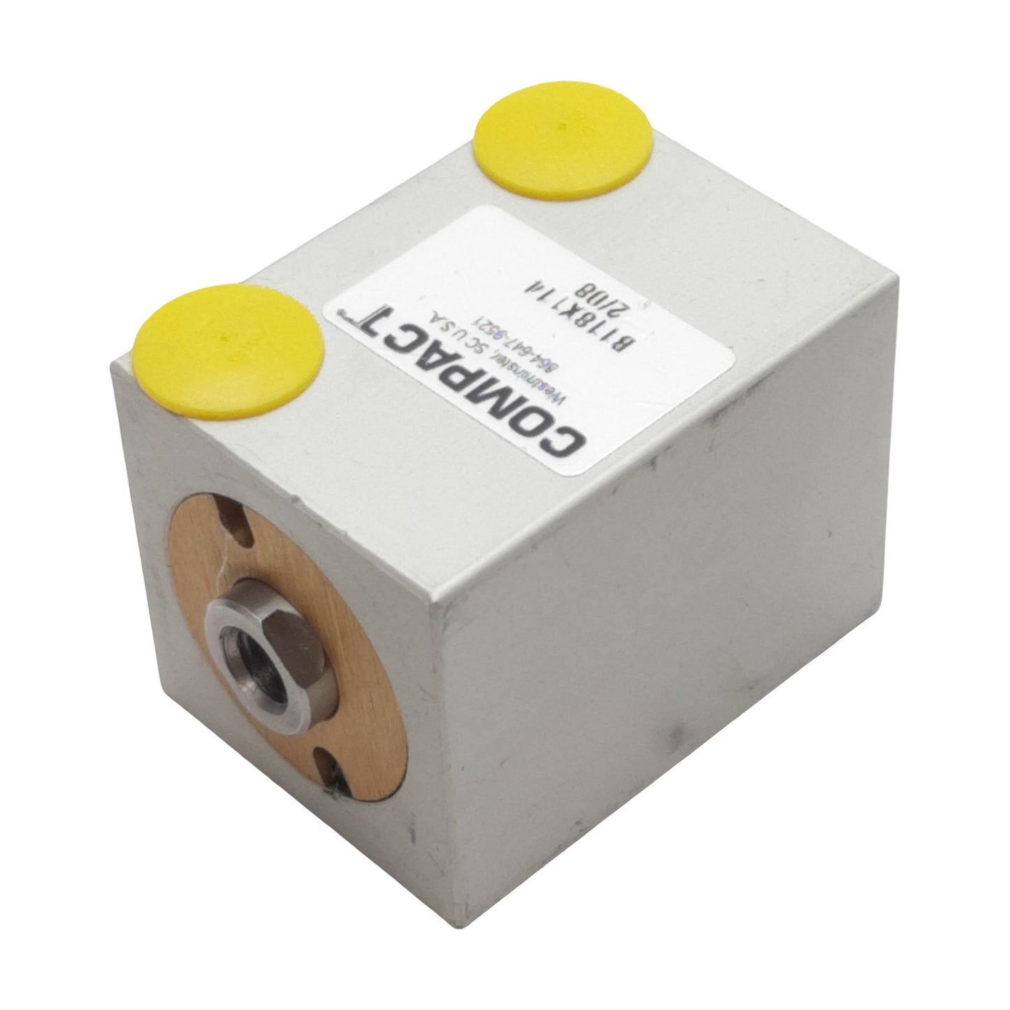 Used Compact B118X114 Pneumatic Cylinder, ø1-1/8in Bore, 1-1/4in Stroke, 1/8in NPT