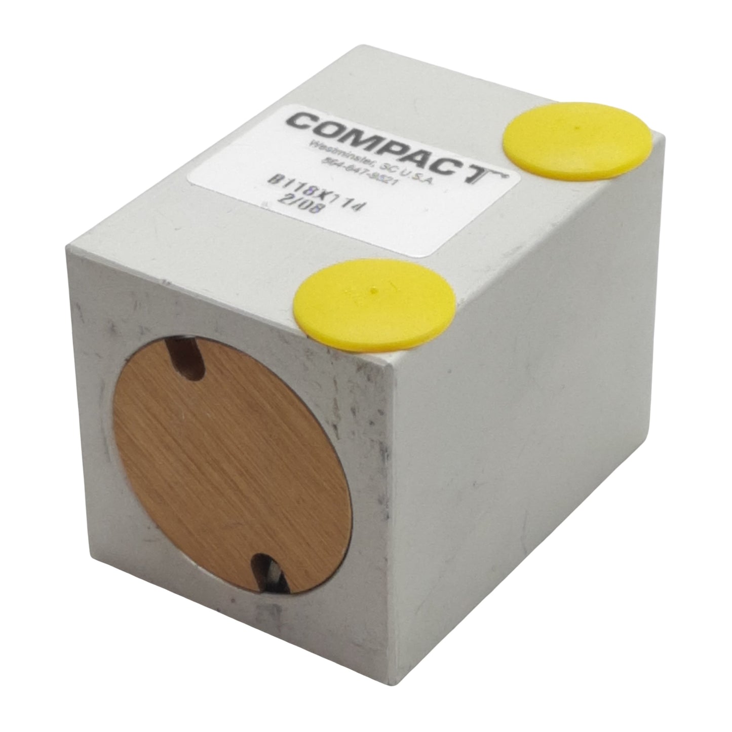 Used Compact B118X114 Pneumatic Cylinder, ø1-1/8in Bore, 1-1/4in Stroke, 1/8in NPT