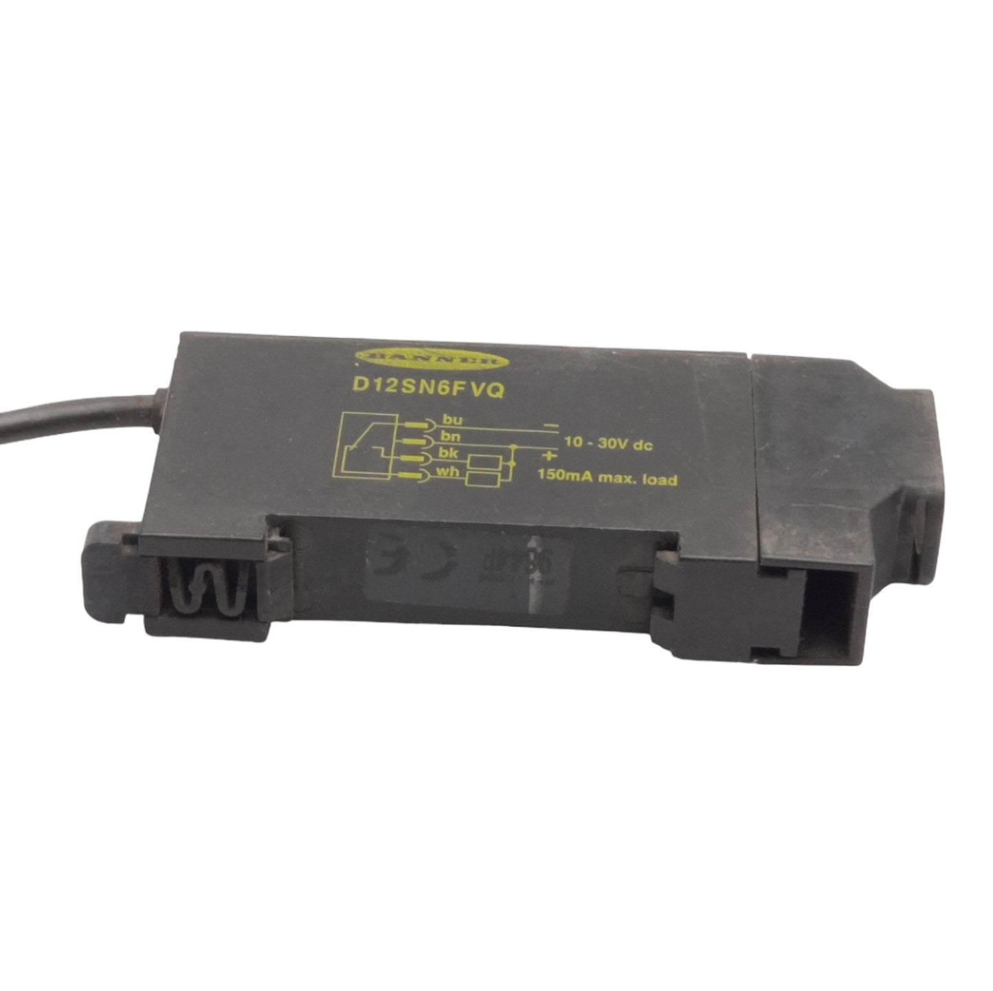 Used Banner D12SN6FVQ Fiber Optic Sensor, Voltage: 10-30VDC, Output: NPN 150mA