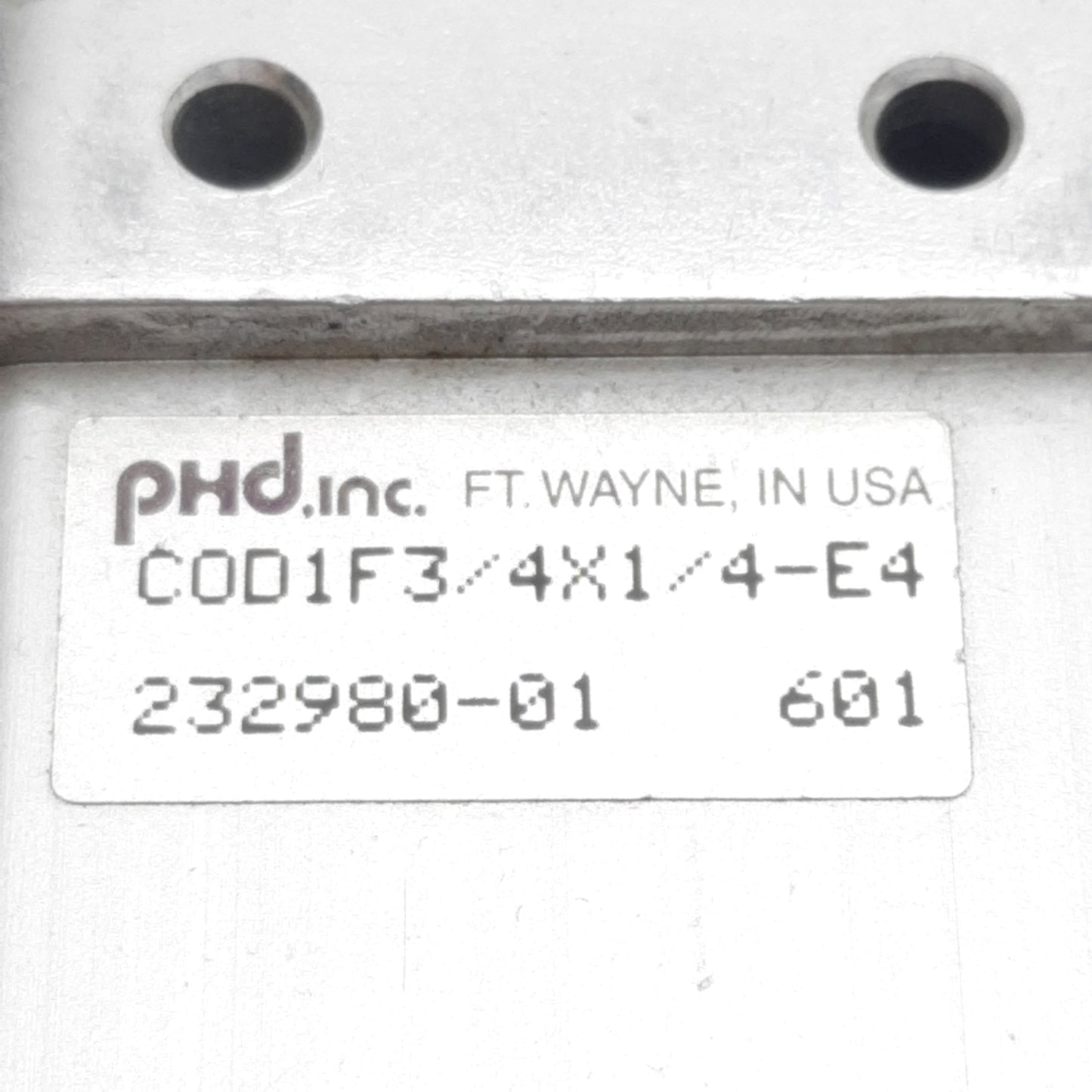 Used PHD COD1F3/4X1/4-E4 Pneumatic Cylinder, ø3/4in Bore, 1/4in Stroke, #10-32UNF