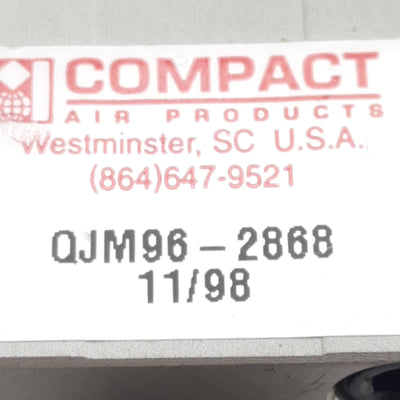 New Compact QJM96-2868 Pneumatic Cylinder, ø3/4in Bore, 3/4in Stroke, #10-32UNF