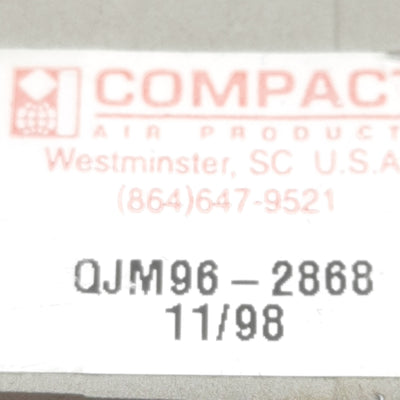 Used Compact QJM96-2868 Pneumatic Cylinder ø3/4in Bore, 3/4in Stroke, #10-32UNF