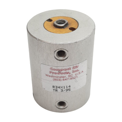 Used Compact R34X114 Pneumatic Cylinder, ø3/4in Bore, 1-1/4in Stroke, #10-32UNF