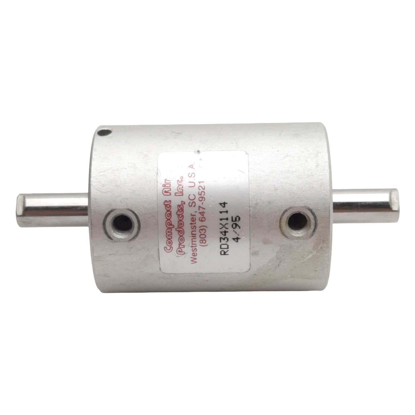 Used Compact RD34X114 Pneumatic Cylinder, ø3/4in Bore, 1-1/4in Stroke, #10-32UNF