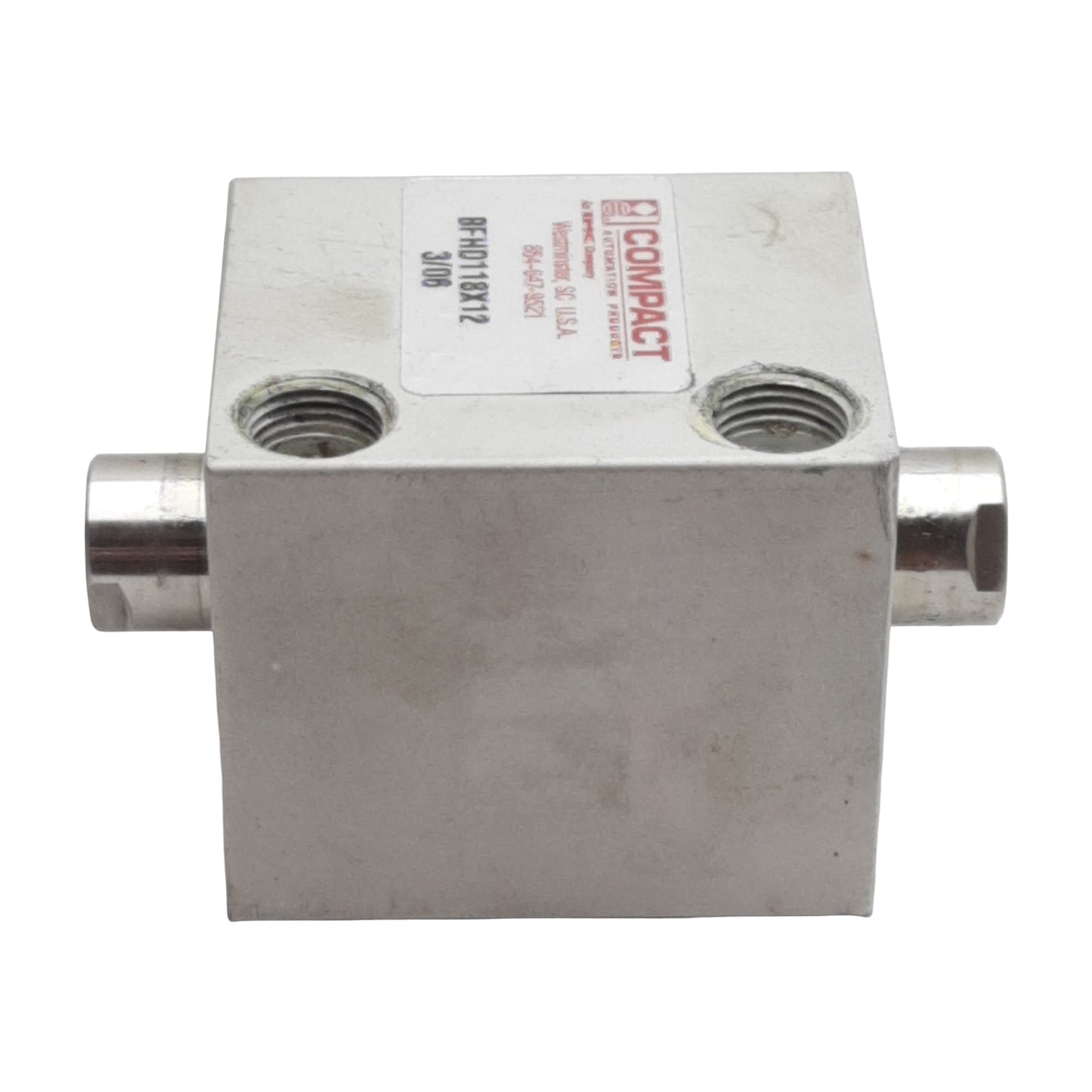 Used Compact BFHD118X12 Pneumatic Cylinder, ø1-1/8in Bore, 1/2in Stroke, 1/8in NPT