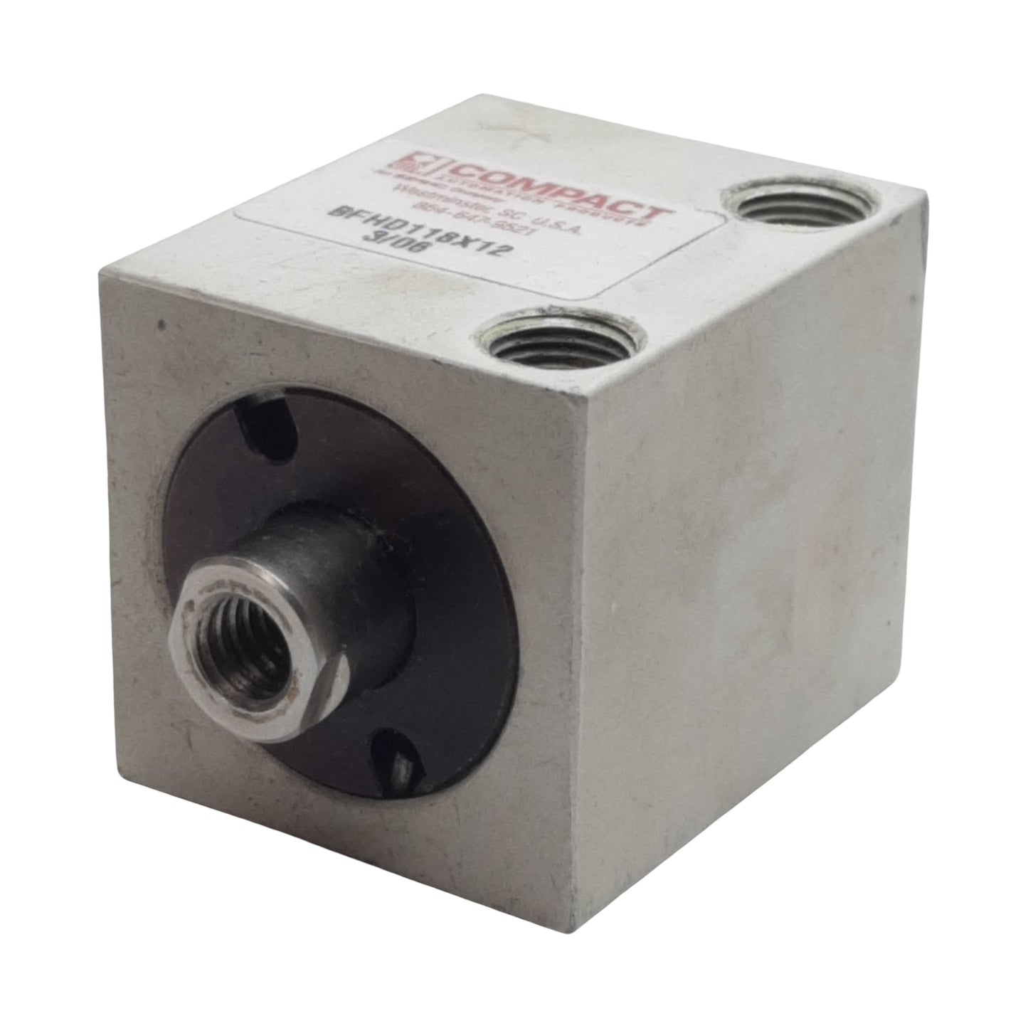 Used Compact BFHD118X12 Pneumatic Cylinder, ø1-1/8in Bore, 1/2in Stroke, 1/8in NPT