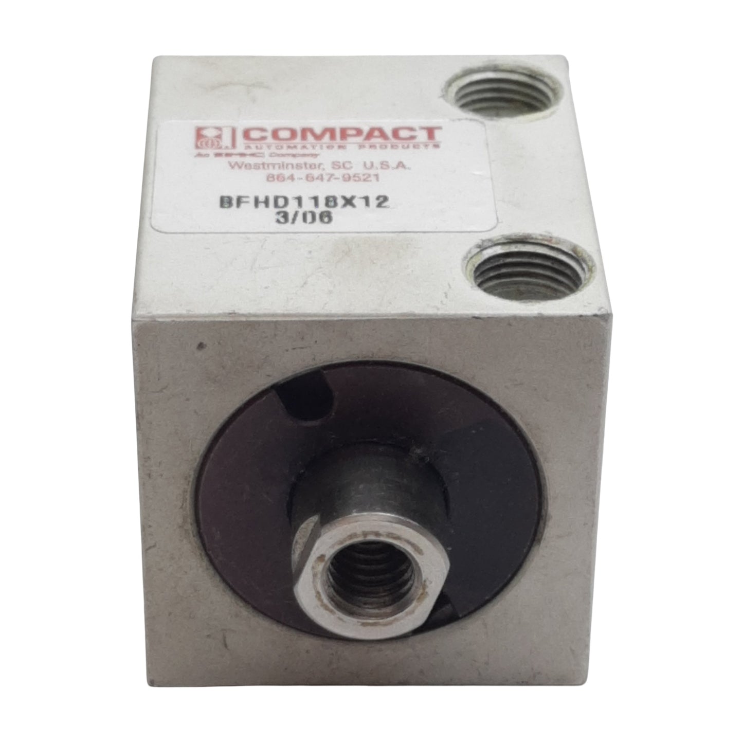 Used Compact BFHD118X12 Pneumatic Cylinder, ø1-1/8in Bore, 1/2in Stroke, 1/8in NPT