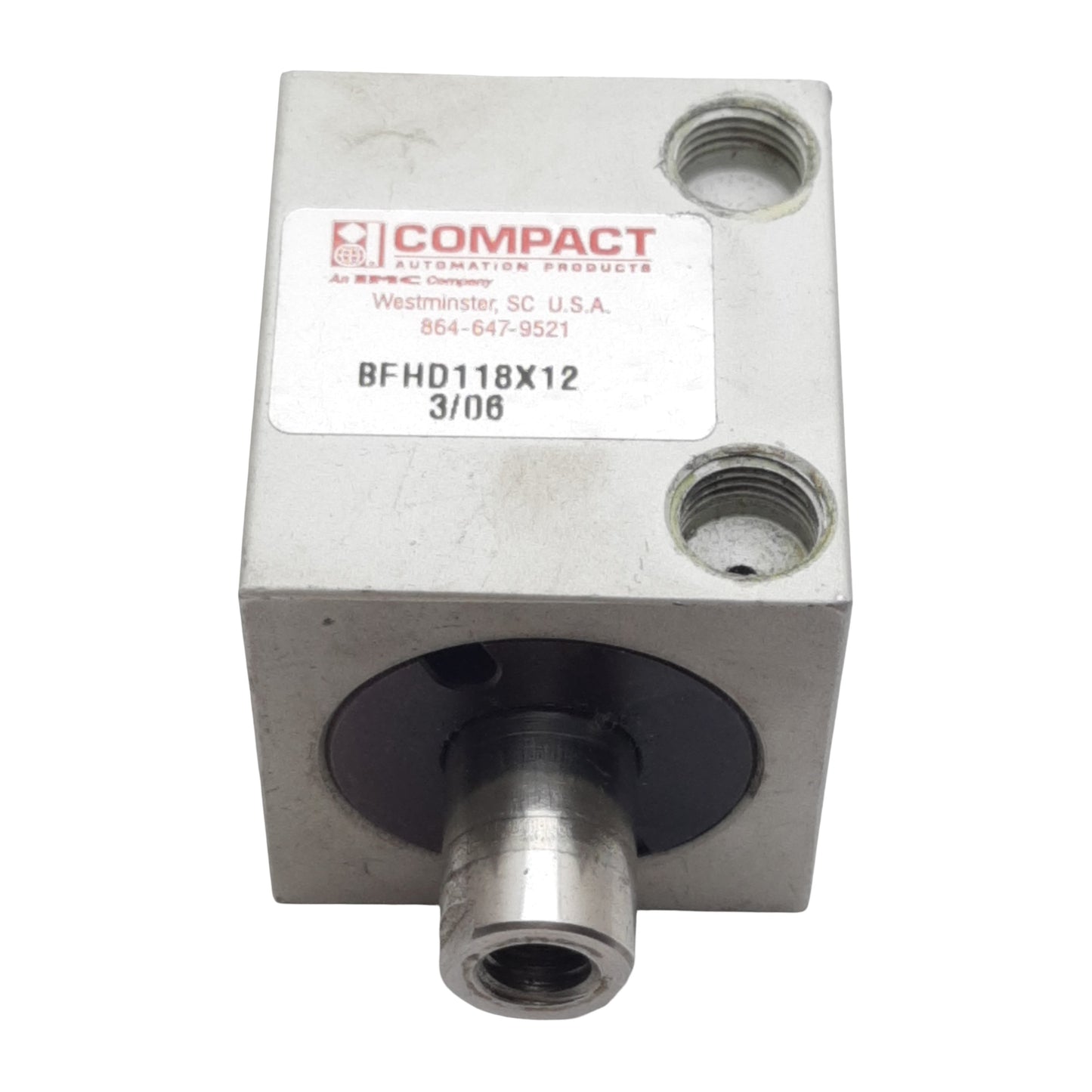 Used Compact BFHD118X12 Pneumatic Cylinder, ø1-1/8in Bore, 1/2in Stroke, 1/8in NPT