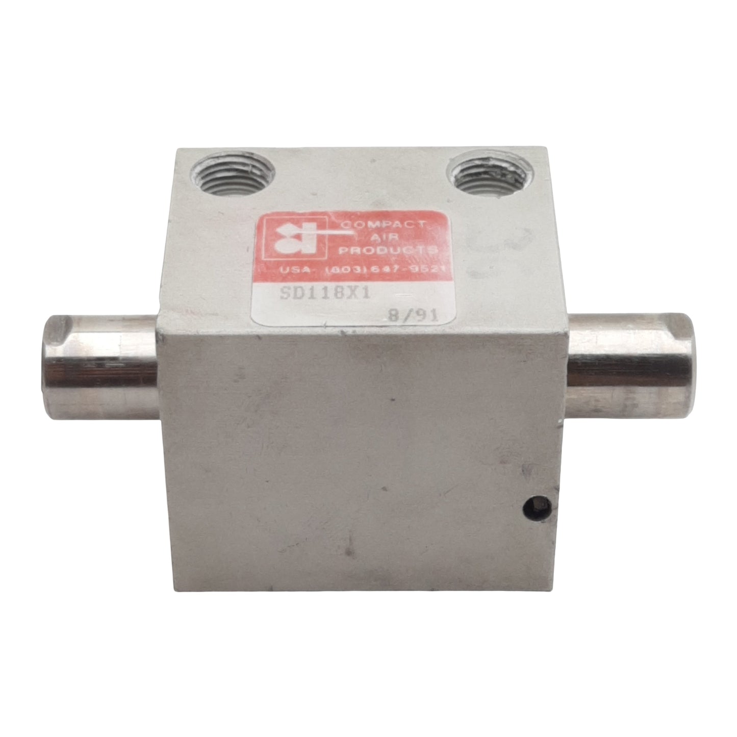 Used Compact SD118X1 Pneumatic Cylinder, ø1-1/8in Bore, 1in Stroke, 1/8in NPT, 250psi