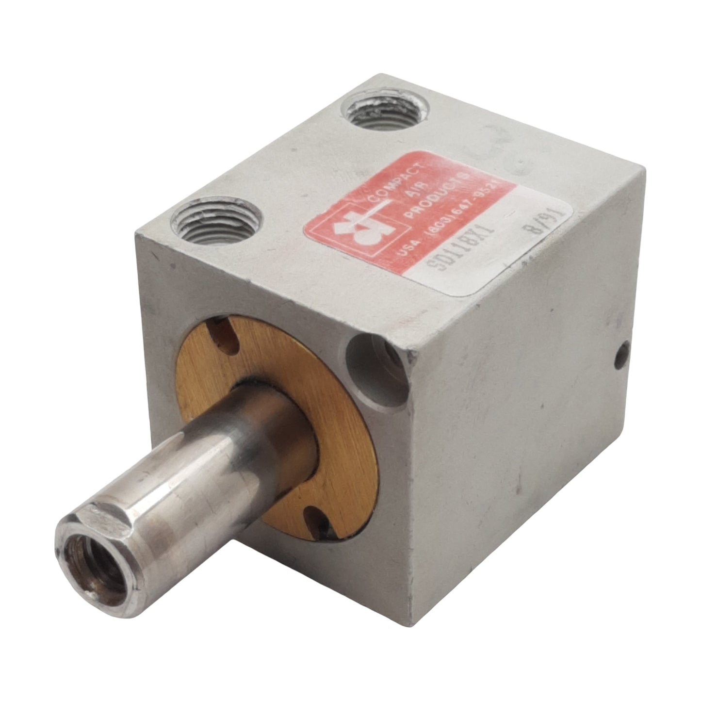 Used Compact SD118X1 Pneumatic Cylinder, ø1-1/8in Bore, 1in Stroke, 1/8in NPT, 250psi