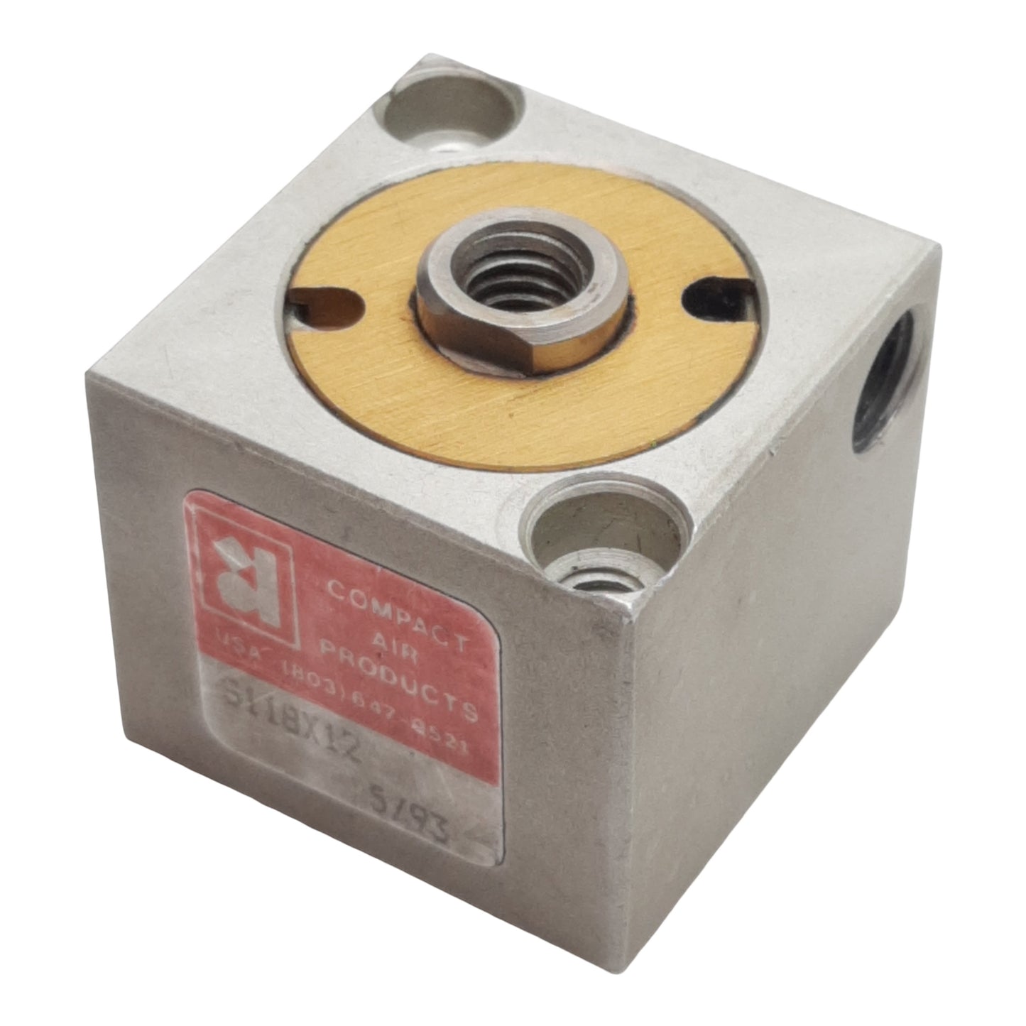 Used Compact S118X12 Pneumatic Cylinder, ø1-1/8in Bore, 1/2in Stroke, 1/8in NPT