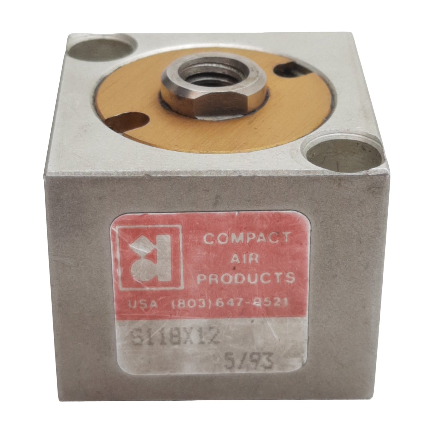 Used Compact S118X12 Pneumatic Cylinder, ø1-1/8in Bore, 1/2in Stroke, 1/8in NPT