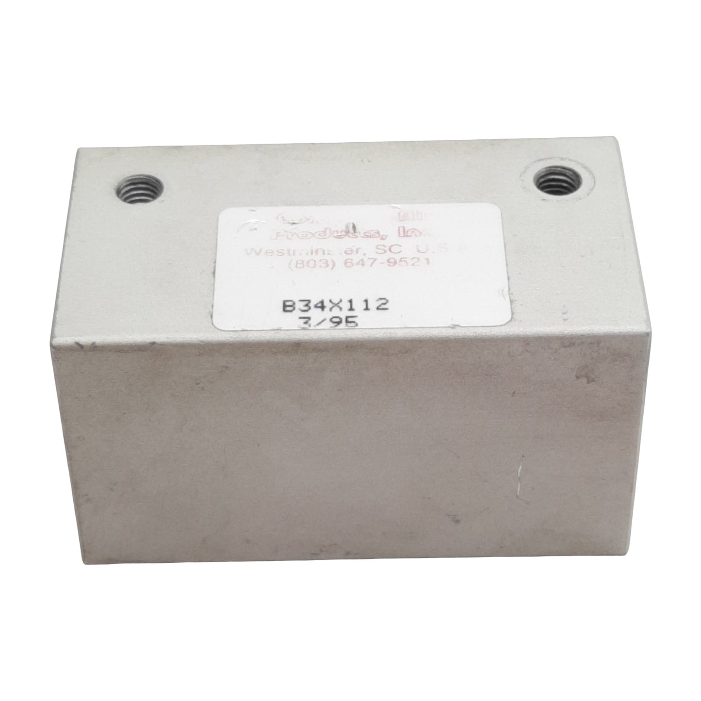 Used Compact B34X112 Pneumatic Cylinder, ø3/4in Bore, 1-1/2in Stroke, #10-32, 250psi