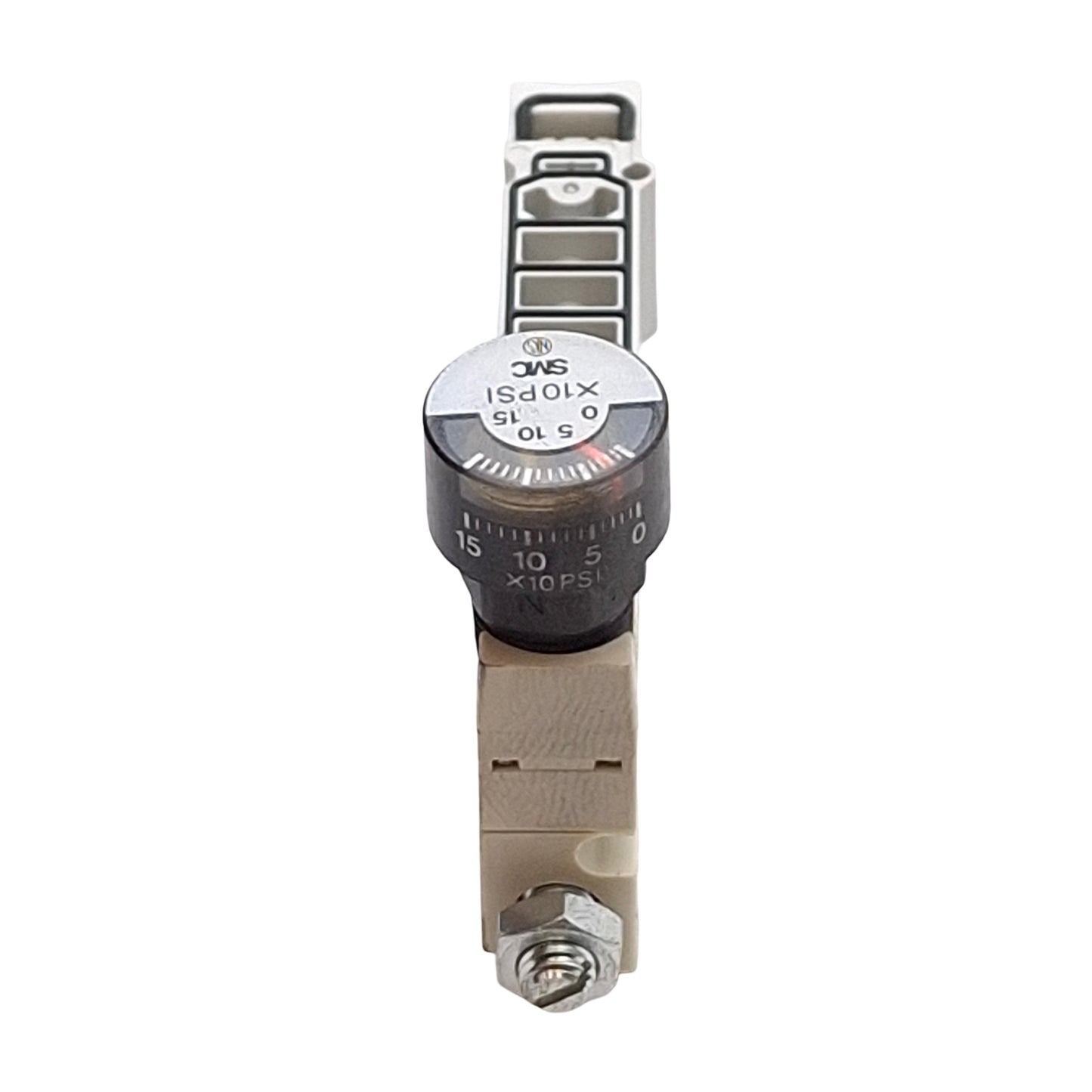 Used SMC SY30M-N5-P Manifold Interface Regulator, 0-150psi Gauge, 14-100psi Set