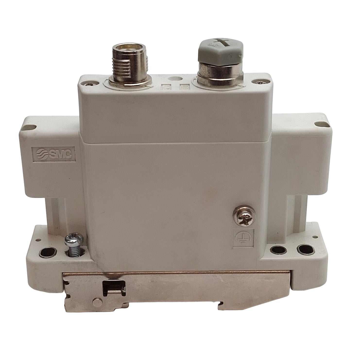 Used SMC EX600-ED2 Fieldbus Device End Plate, M12 5-Pin Male, 24VDC 2A, DIN Rail