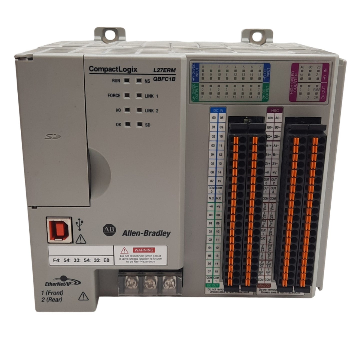 Used Allen Bradley 1769-L27ERM-QBFC1B CompactLogix 5370 Controller EtherNet/IP 24VDC